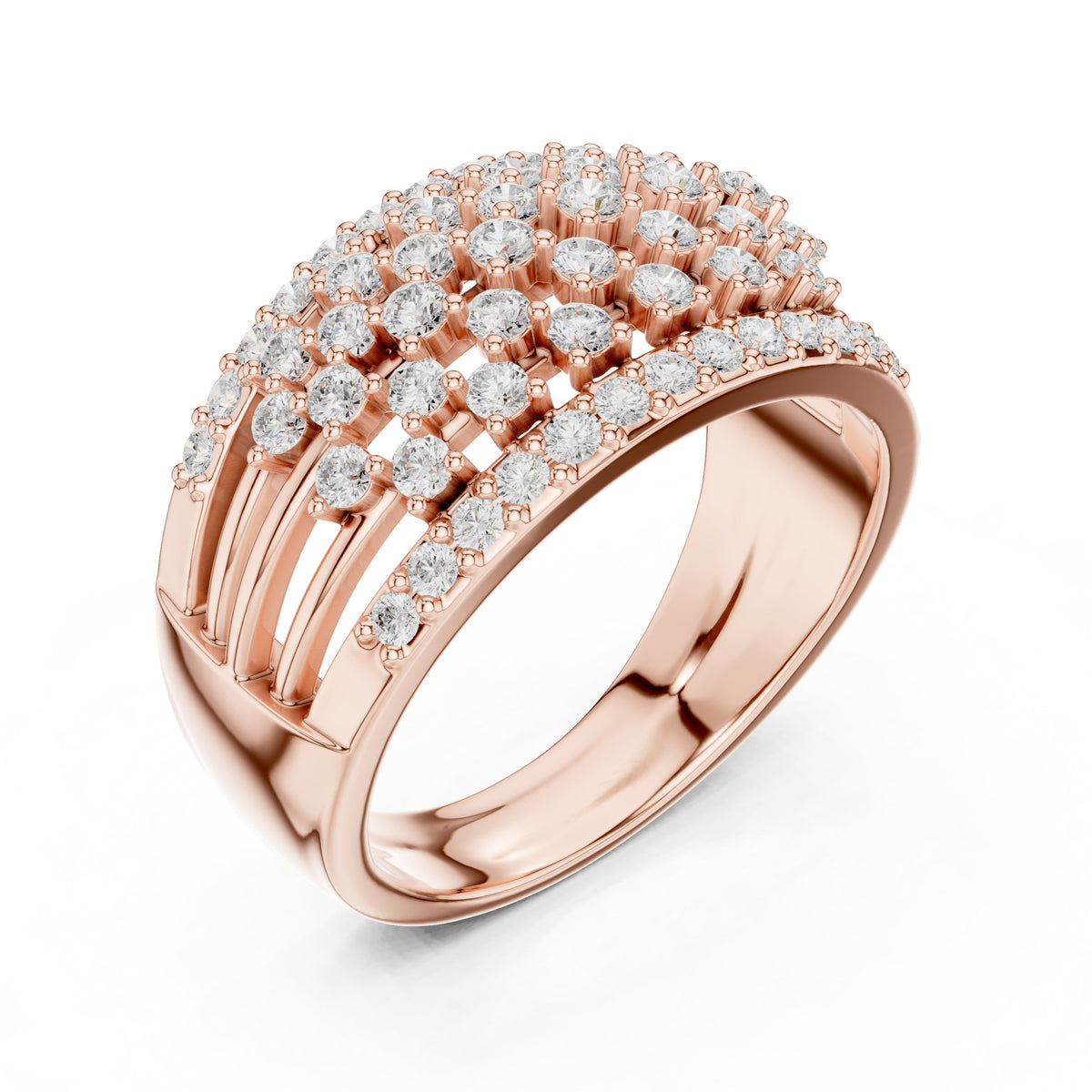 Round Diamond Wide Lattice Pavé Anniversary Band