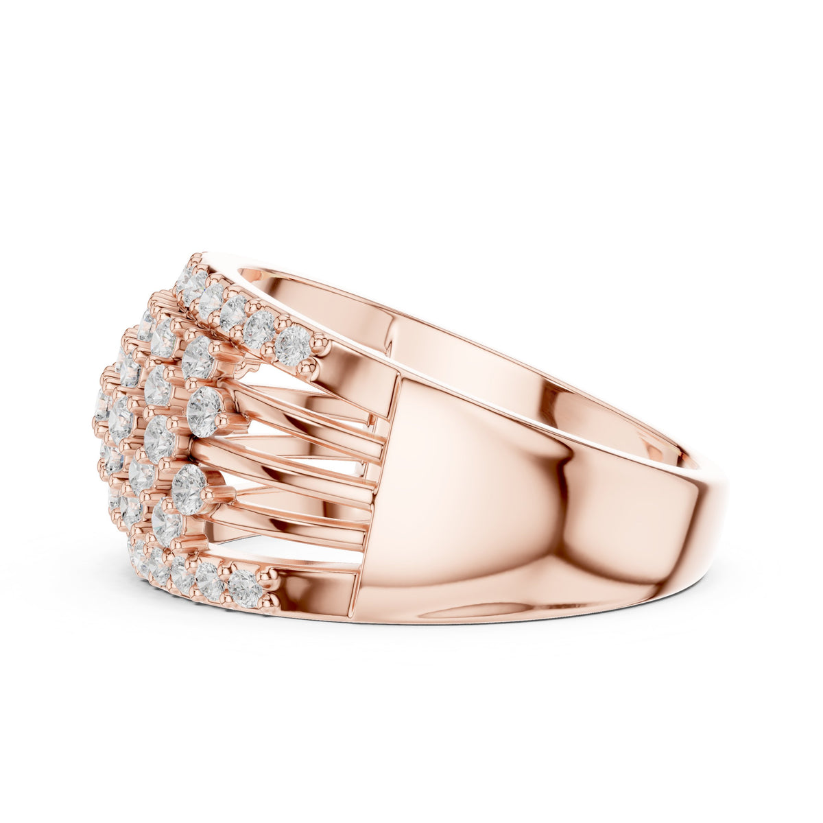 Round Diamond Wide Lattice Pavé Anniversary Band