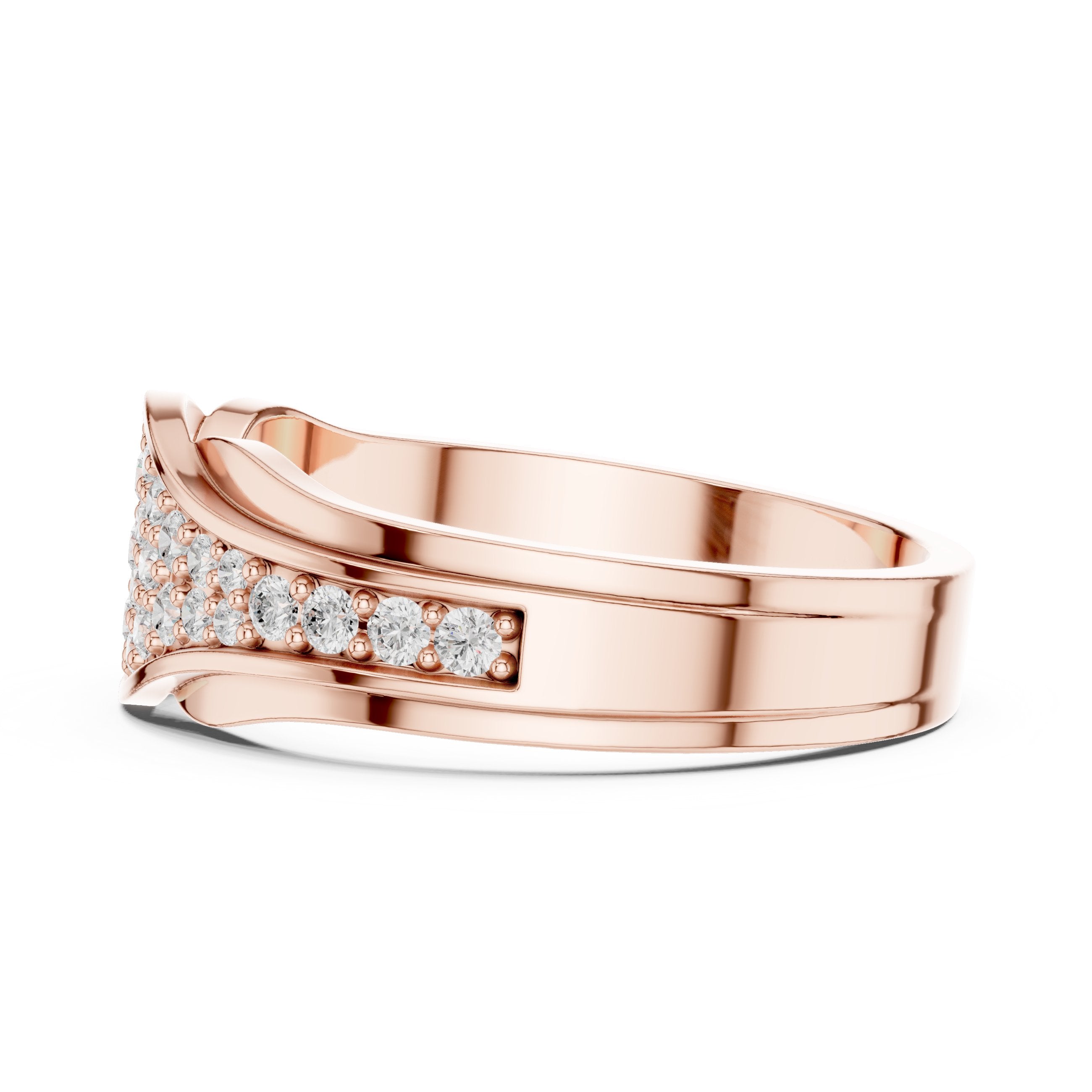 Round Diamond Wave Pavé Anniversary Band in Rose Gold - VYKA Diamonds