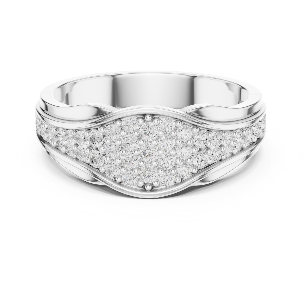 Round Diamond Wave Pavé Anniversary Band