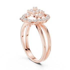 Round Diamond Quatrefoil Constellation Engagement Ring