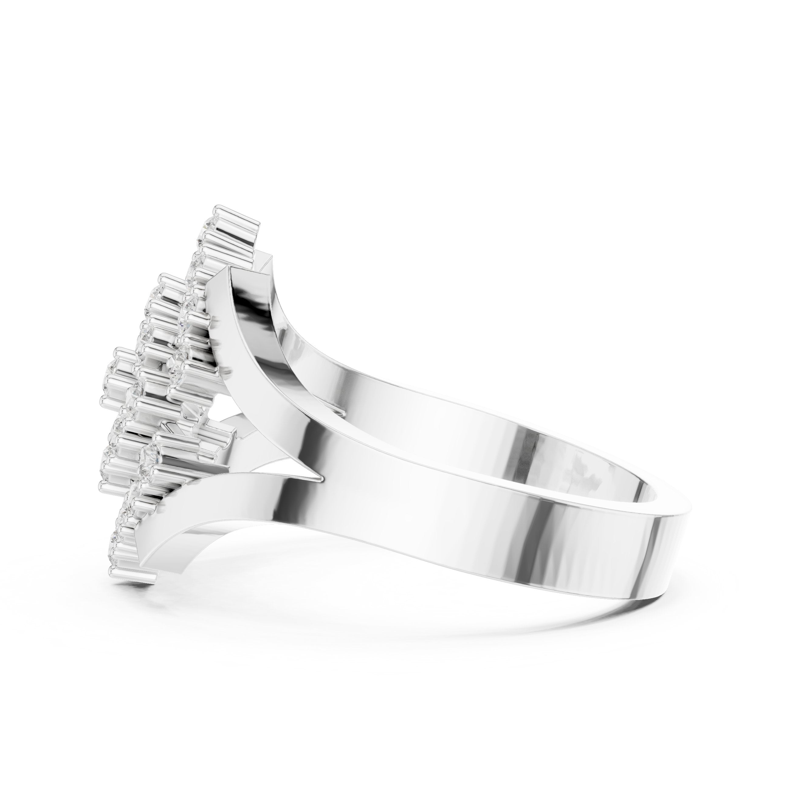 Round Diamond Diamond-Shape Cluster Engagement Ring with Split Shank in White Gold - VYKA Diamonds