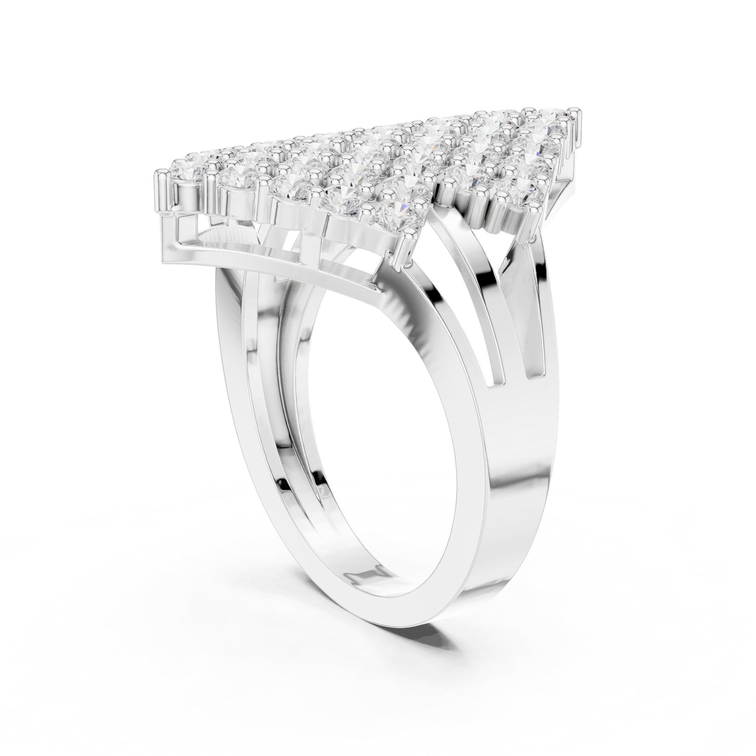 Round Diamond Diamond-Shape Cluster Statement Engagement Ring in White Gold - VYKA Diamonds