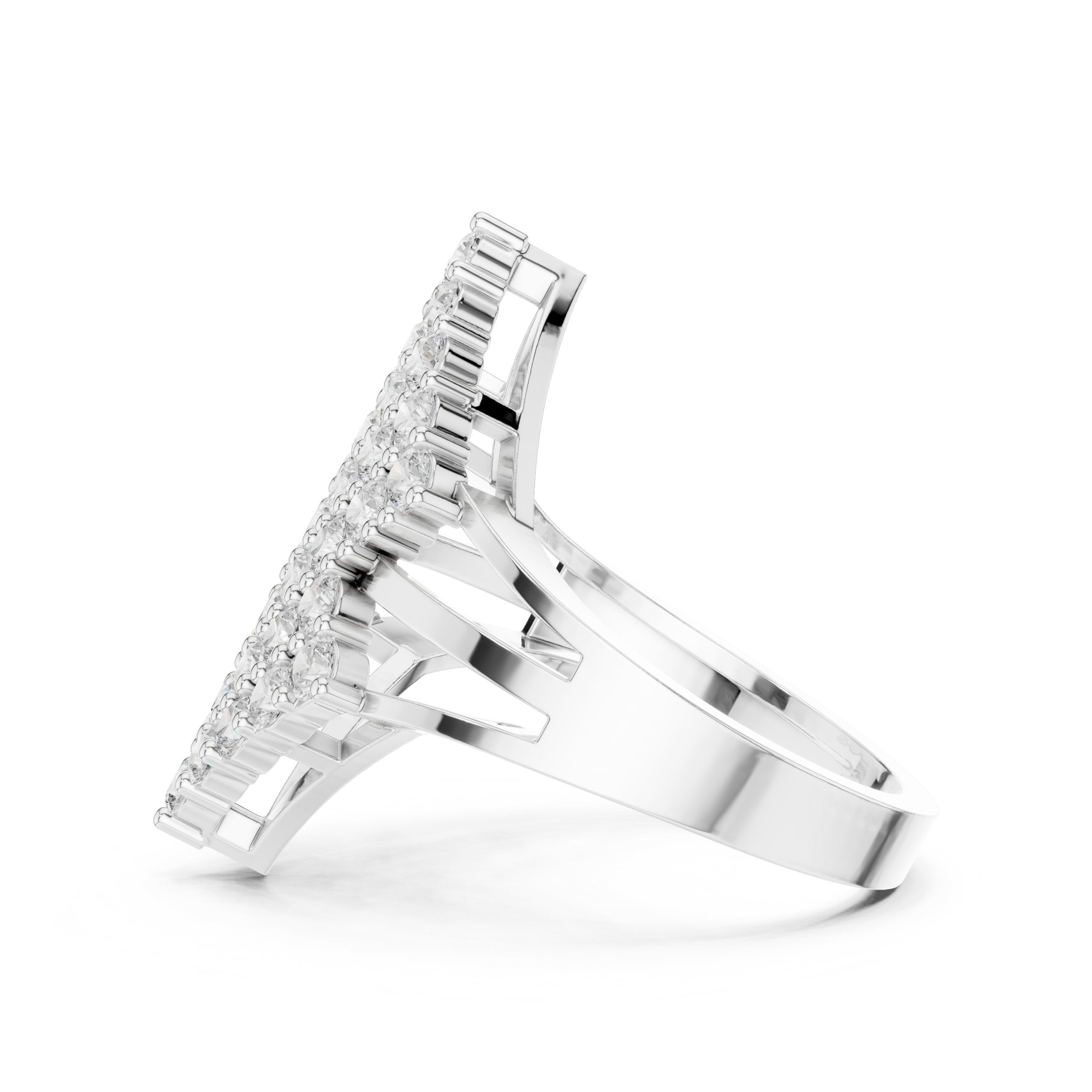 Round Diamond Diamond-Shape Cluster Statement Engagement Ring in White Gold - VYKA Diamonds