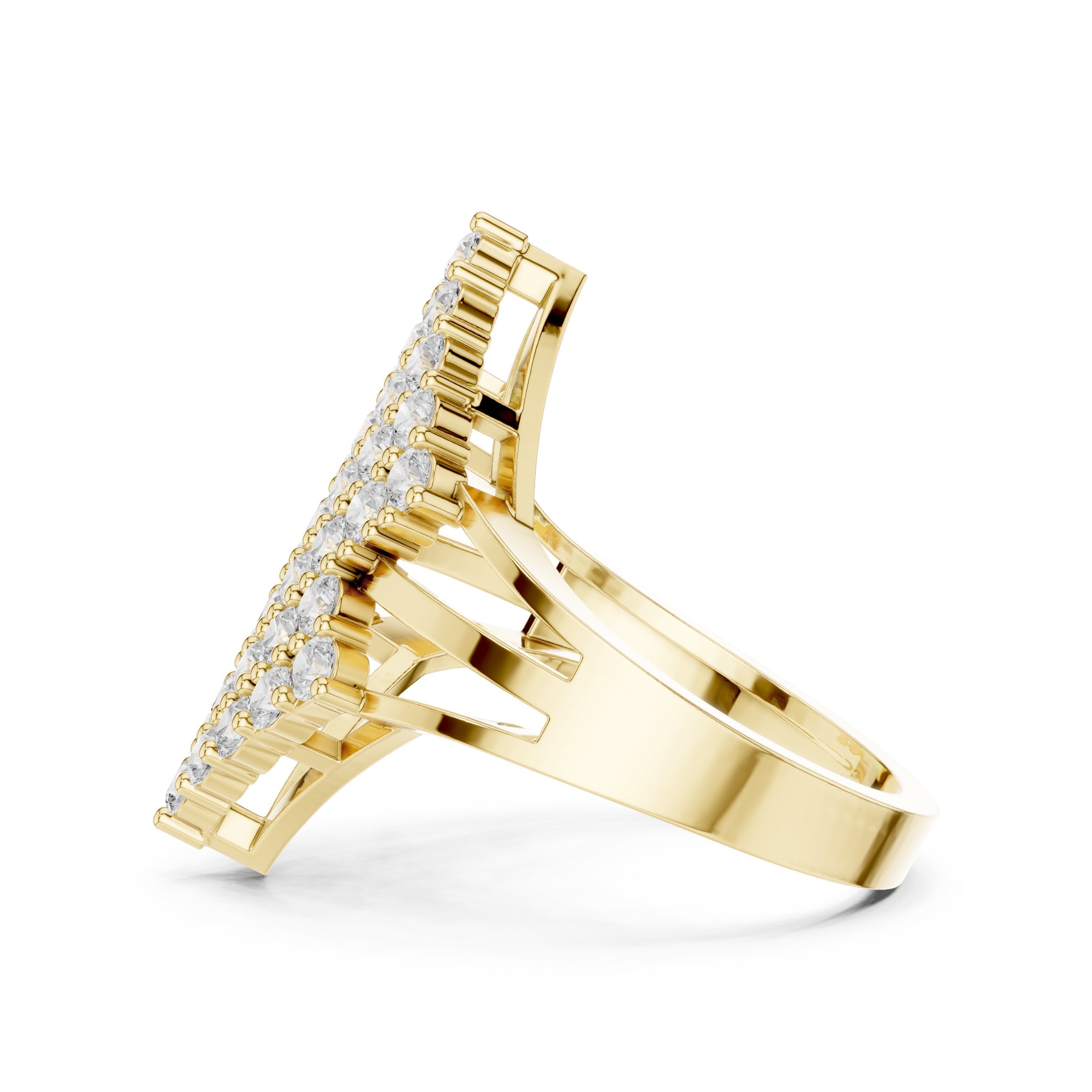 Round Diamond Diamond-Shape Cluster Statement Engagement Ring in Yellow Gold - VYKA Diamonds