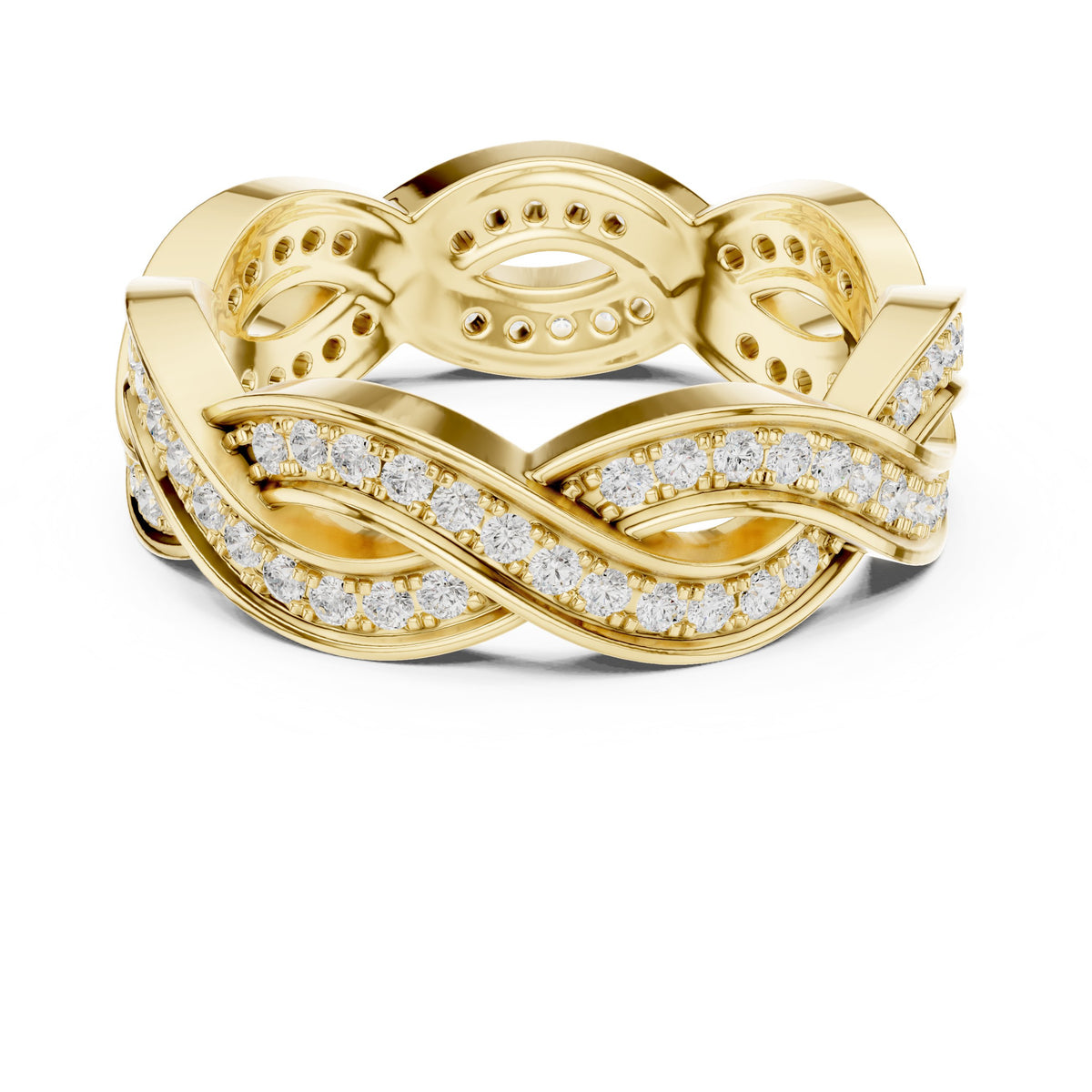Round Diamond Twisted Infinity Pavé Eternity Band