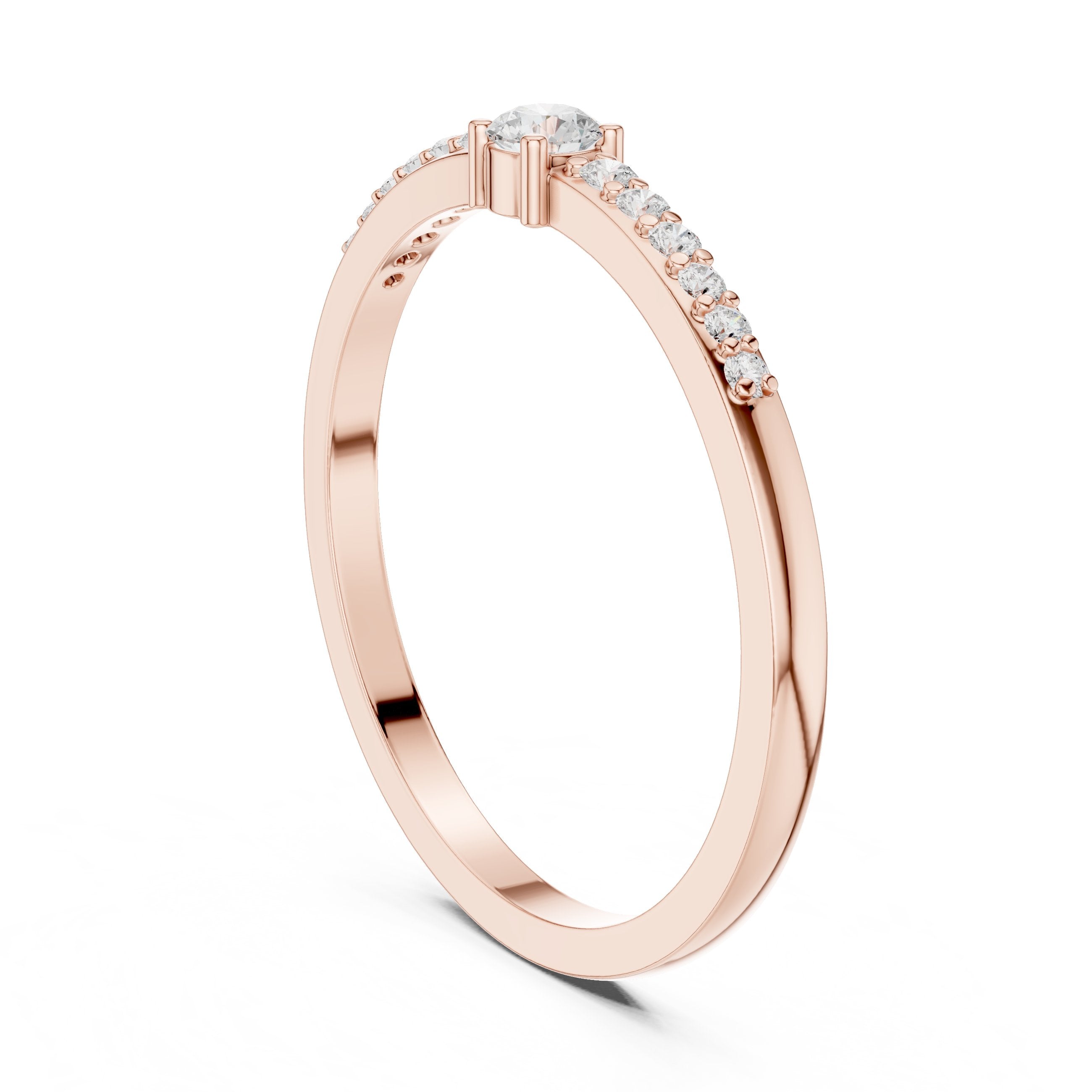 Soaring Geometric Diamond Engagement Ring in Rose Gold - VYKA Diamonds
