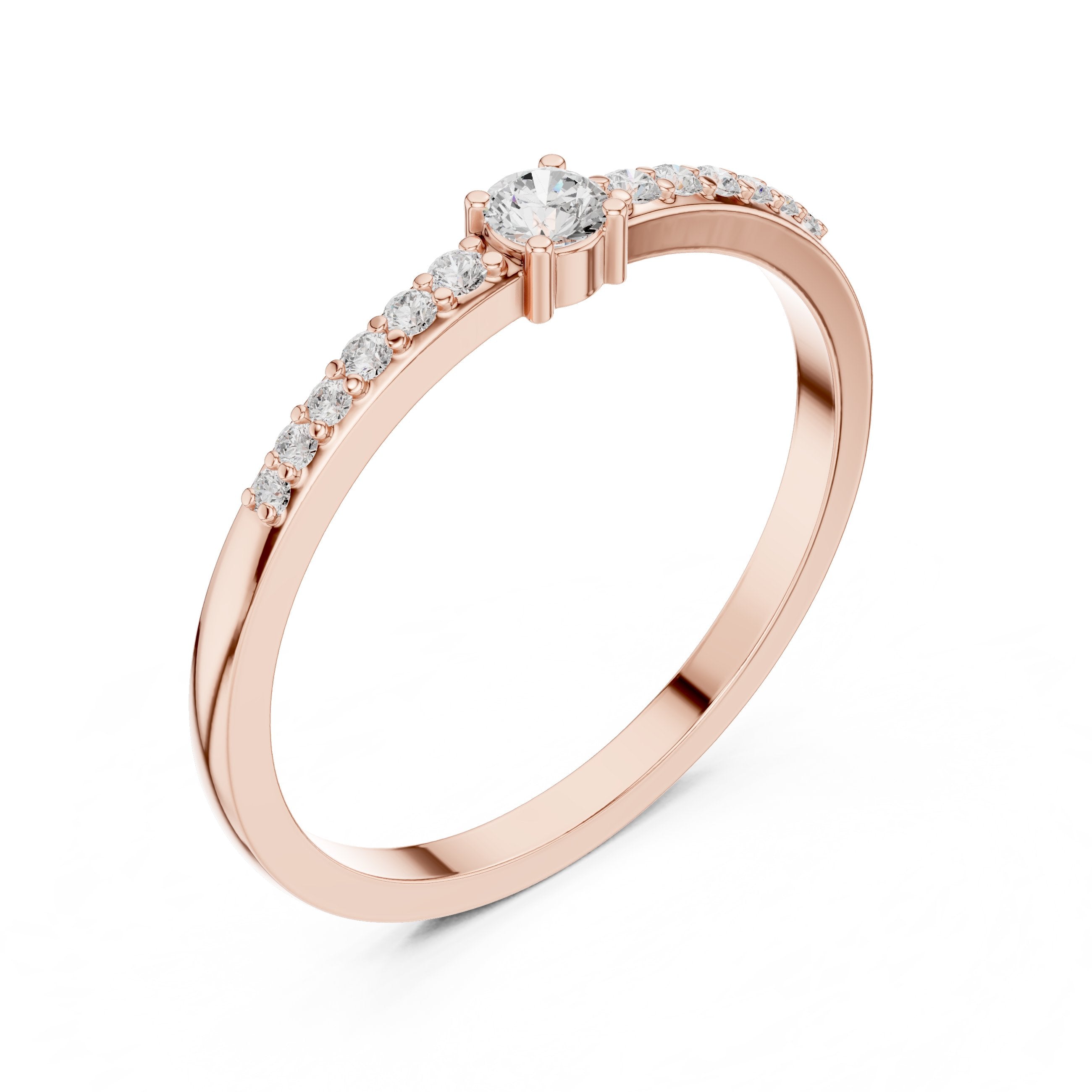 Soaring Geometric Diamond Engagement Ring in Rose Gold - VYKA Diamonds