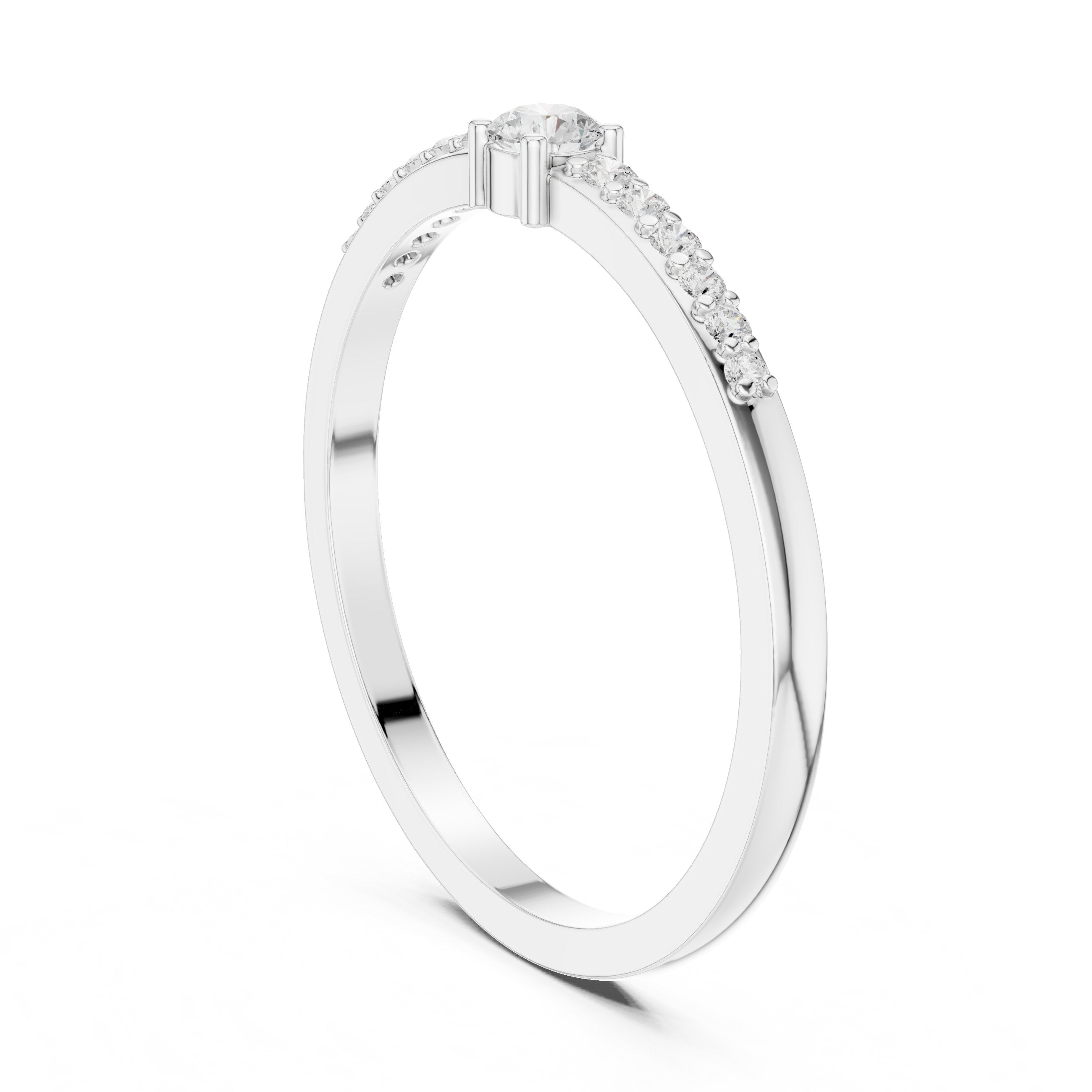 Soaring Geometric Diamond Engagement Ring in White Gold - VYKA Diamonds
