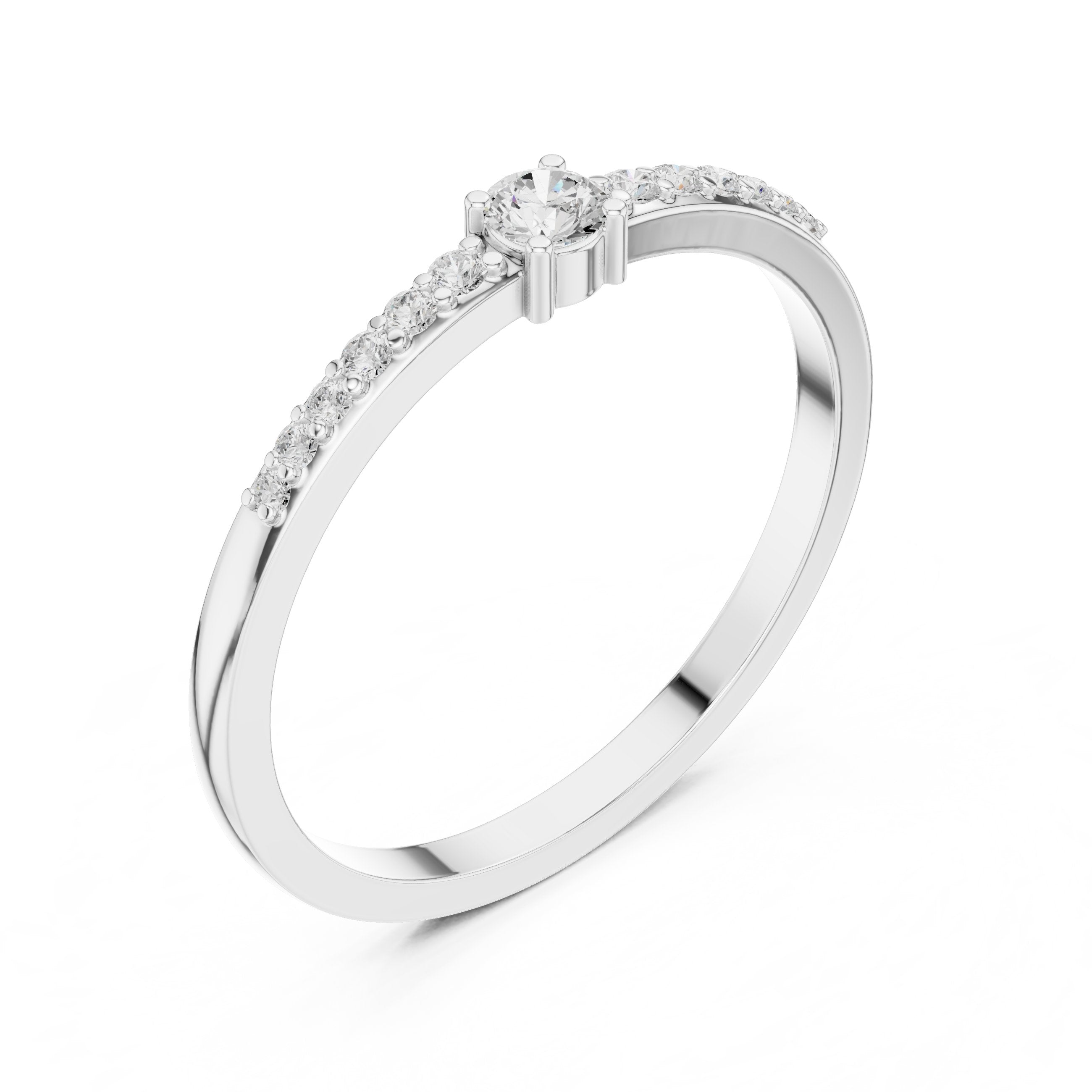 Soaring Geometric Diamond Engagement Ring in White Gold - VYKA Diamonds