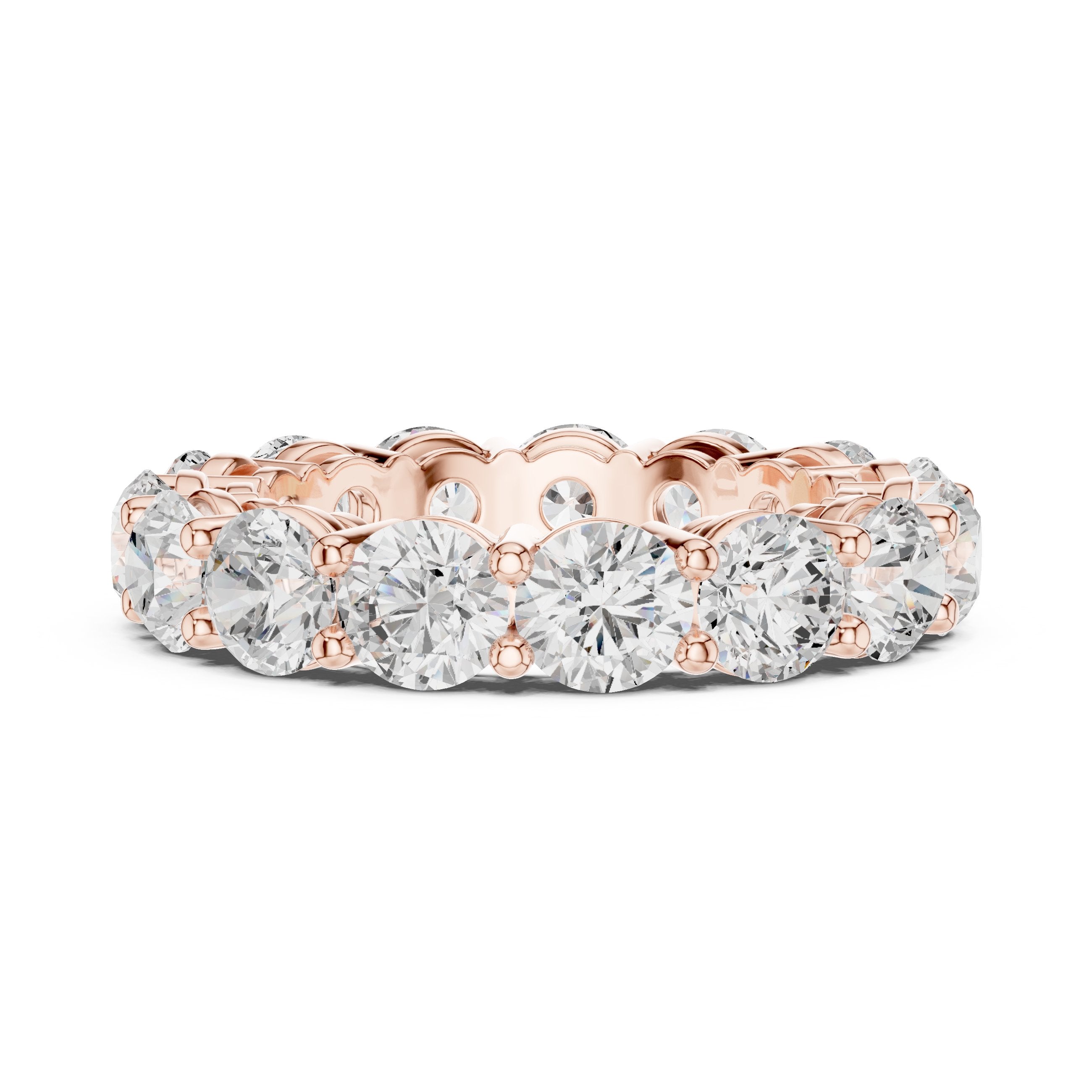 Round Diamond Shared Prong Eternity Band in Rose Gold - VYKA Diamonds