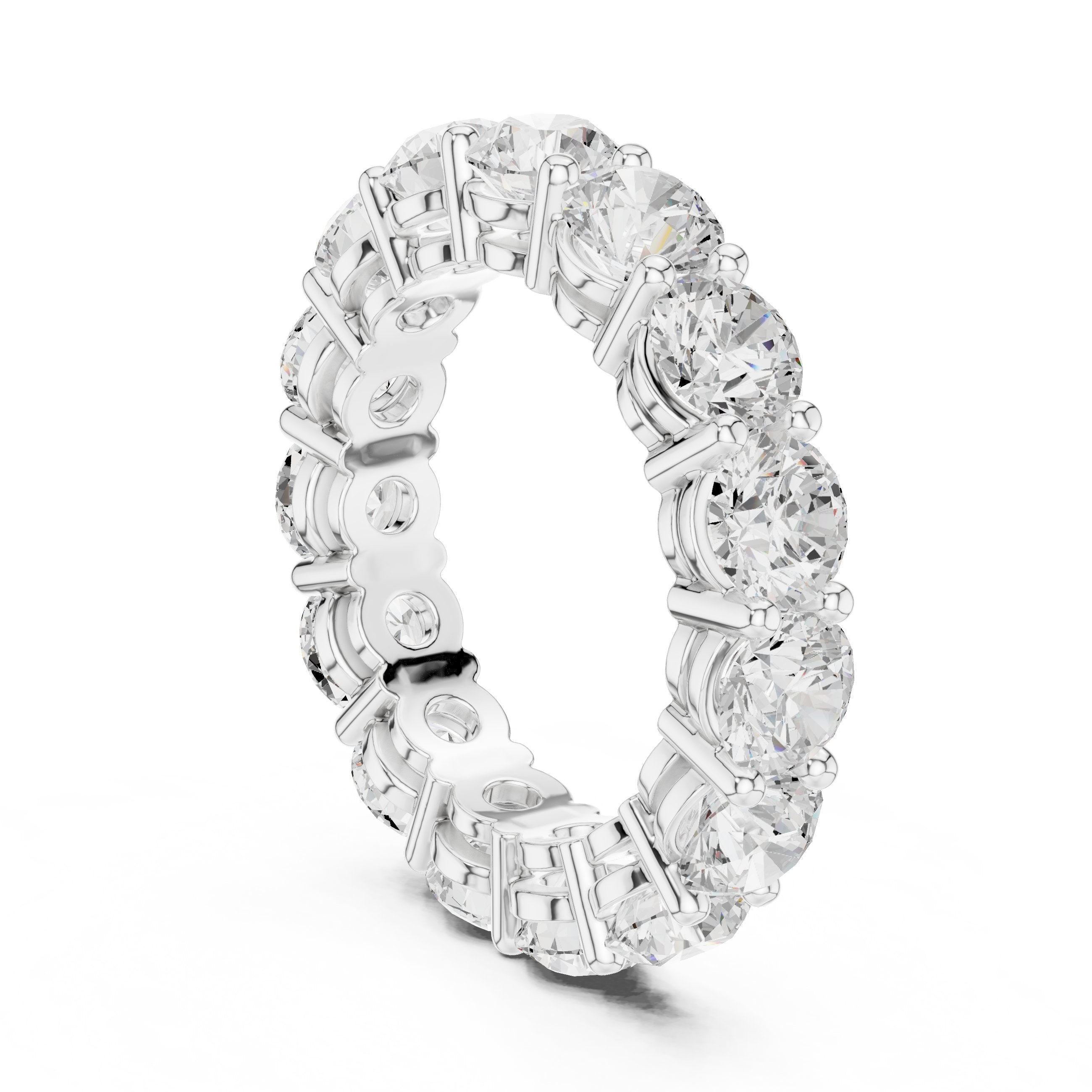 Round Diamond Shared Prong Eternity Band in White Gold - VYKA Diamonds