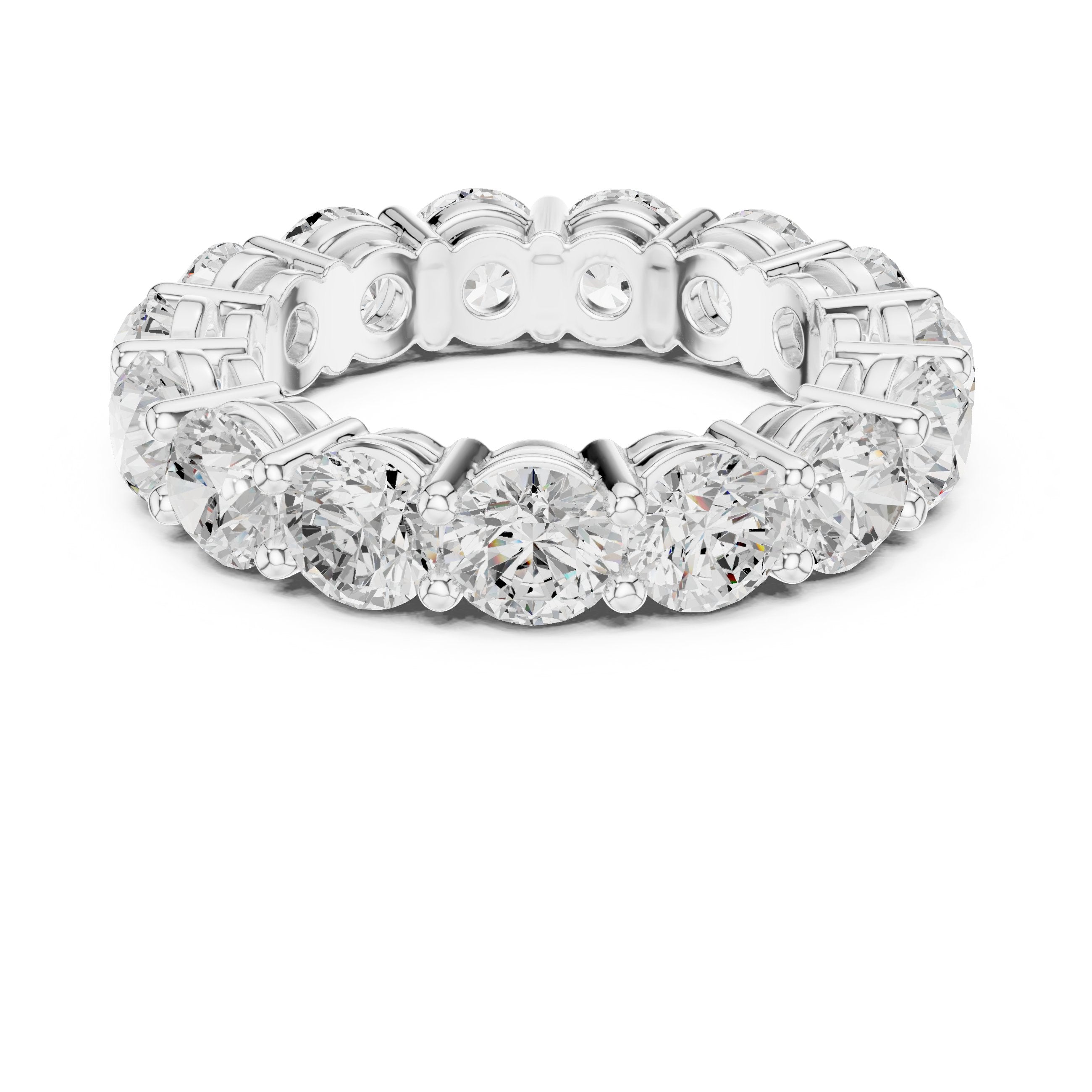 Round Diamond Shared Prong Eternity Band in White Gold - VYKA Diamonds