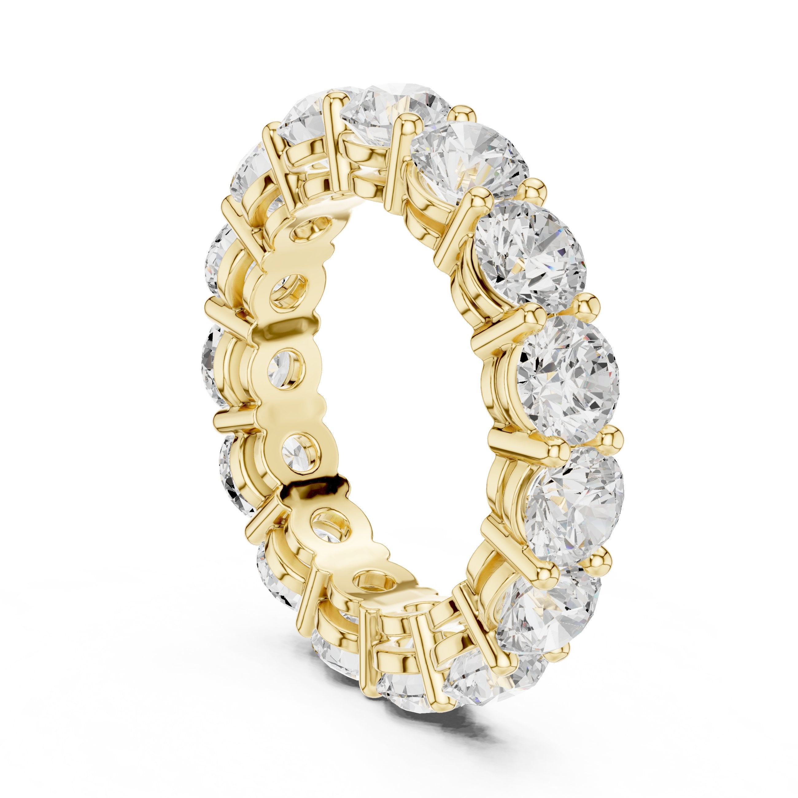 Round Diamond Shared Prong Eternity Band in Yellow Gold - VYKA Diamonds