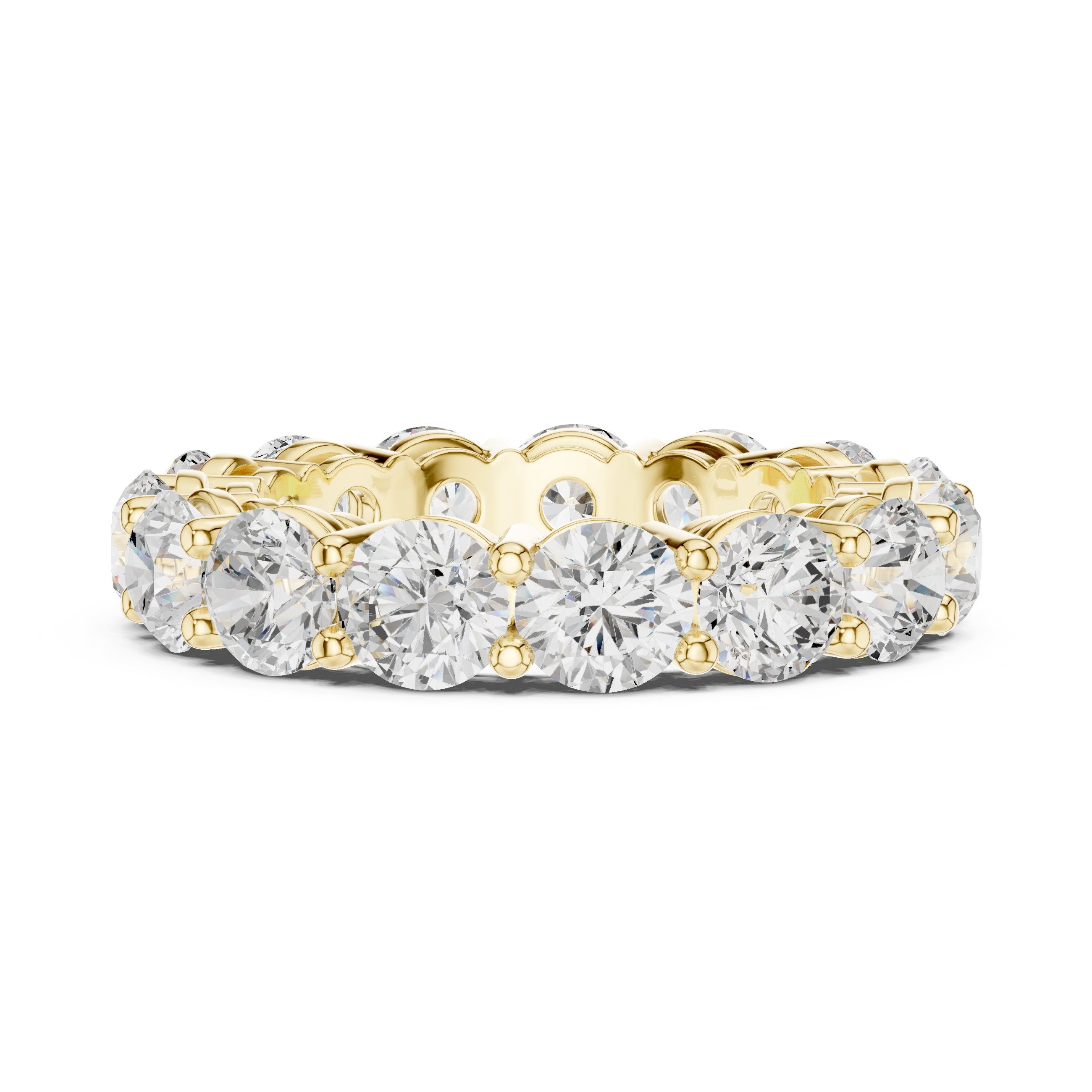 Round Diamond Shared Prong Eternity Band in Yellow Gold - VYKA Diamonds