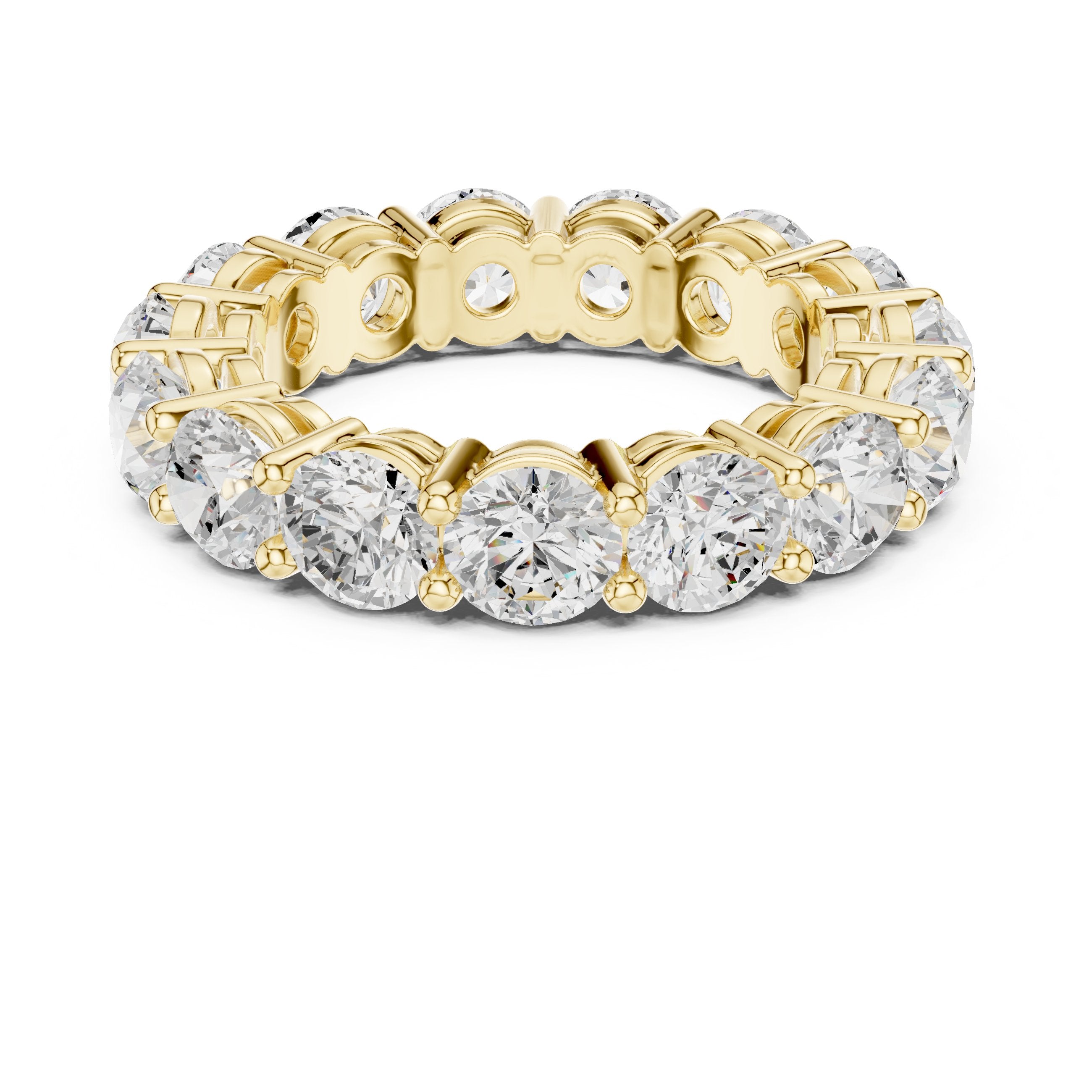 Round Diamond Shared Prong Eternity Band in Yellow Gold - VYKA Diamonds
