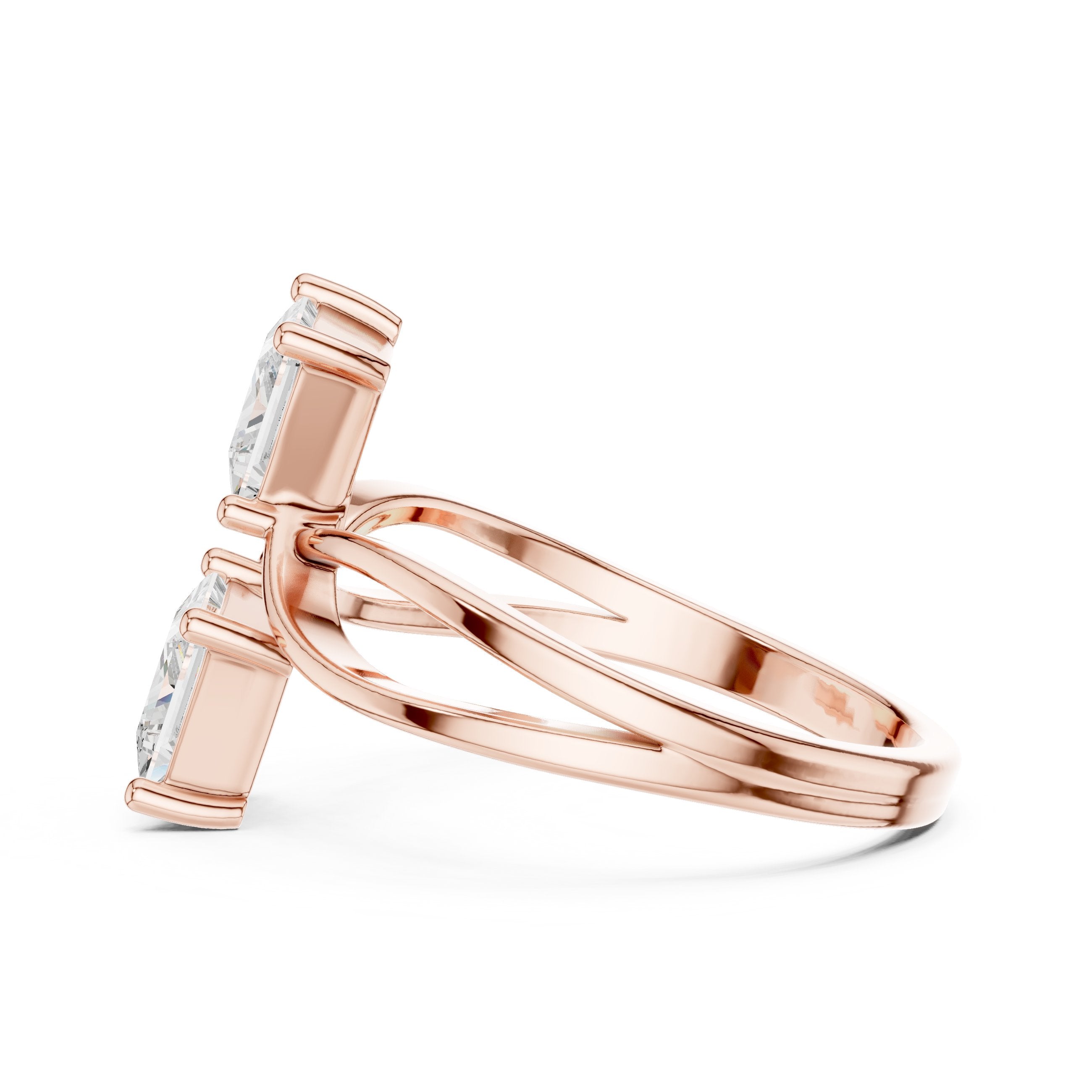 Princess Cut Toi et Moi Engagement Ring in Rose Gold - VYKA Diamonds
