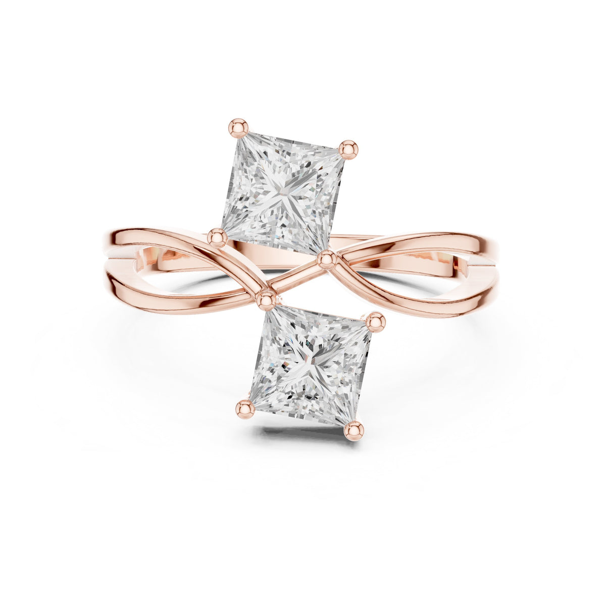 Princess Cut Toi et Moi Engagement Ring