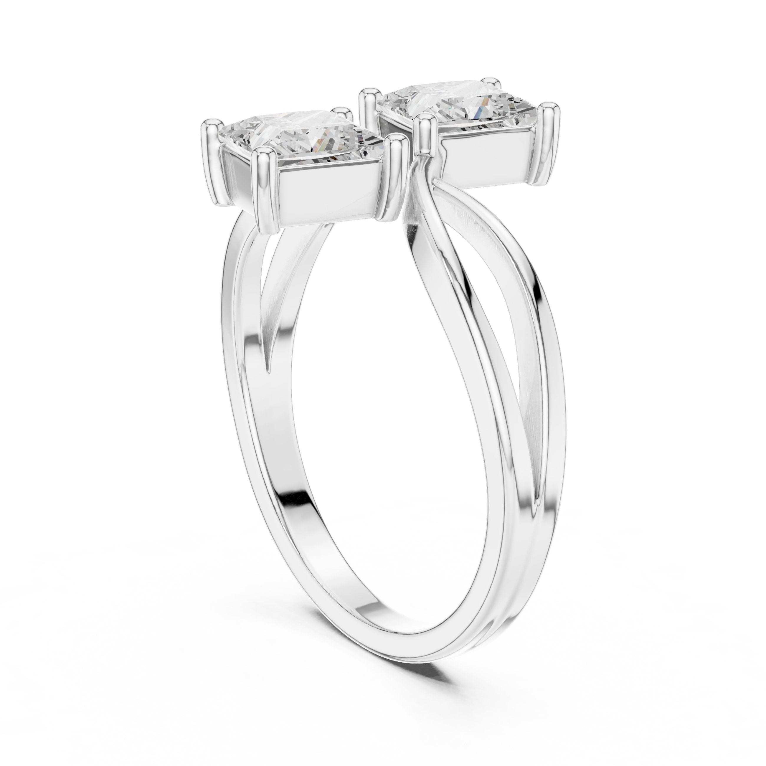Princess Cut Toi et Moi Engagement Ring in White Gold - VYKA Diamonds