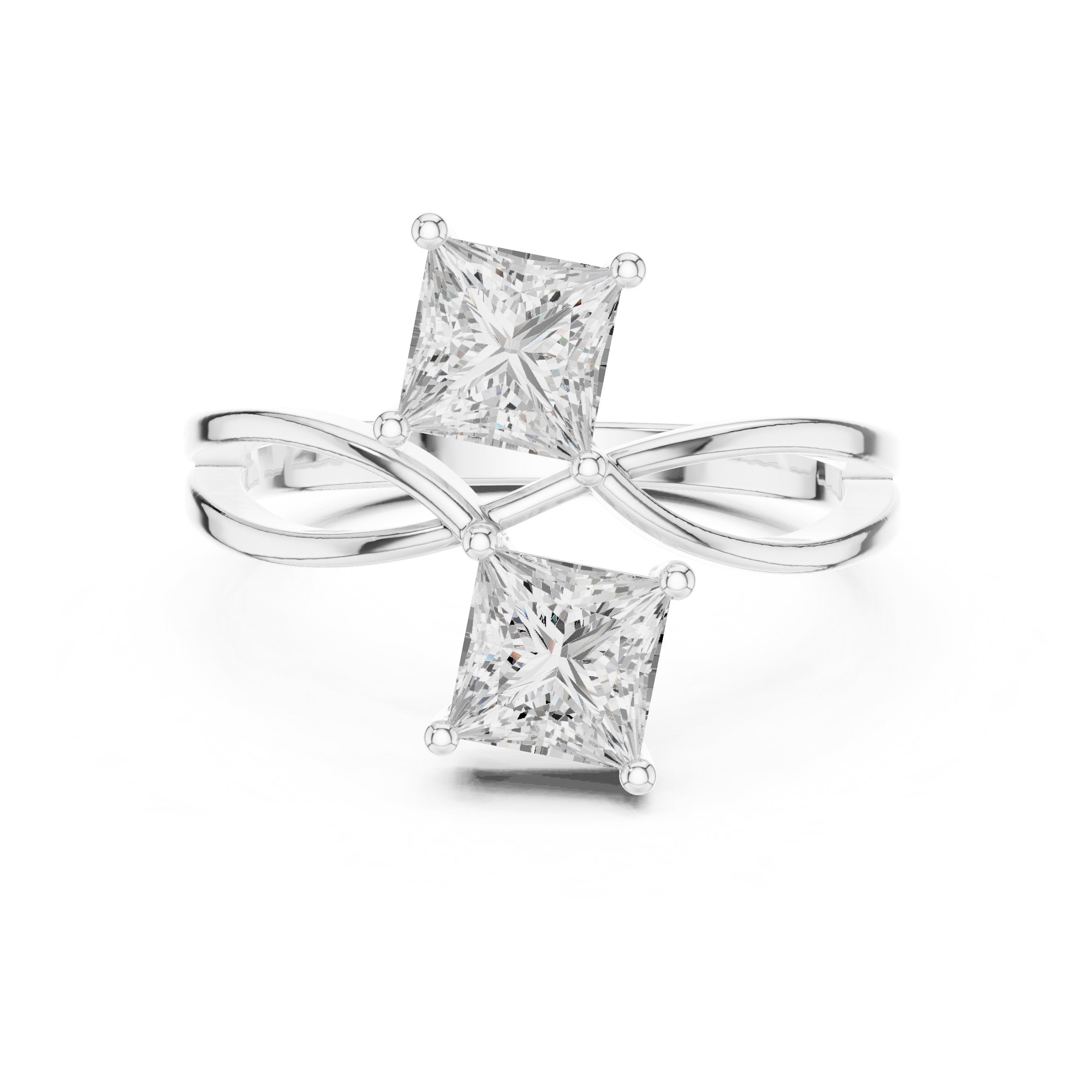 Princess Cut Toi et Moi Engagement Ring in White Gold - VYKA Diamonds