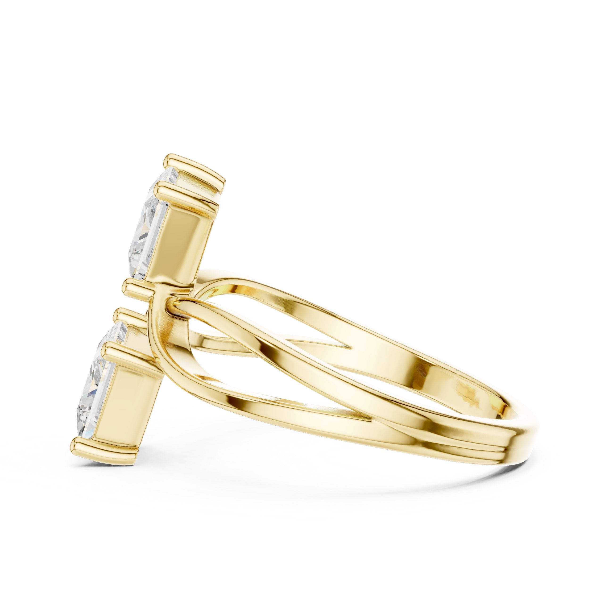 Princess Cut Toi et Moi Engagement Ring in Yellow Gold - VYKA Diamonds