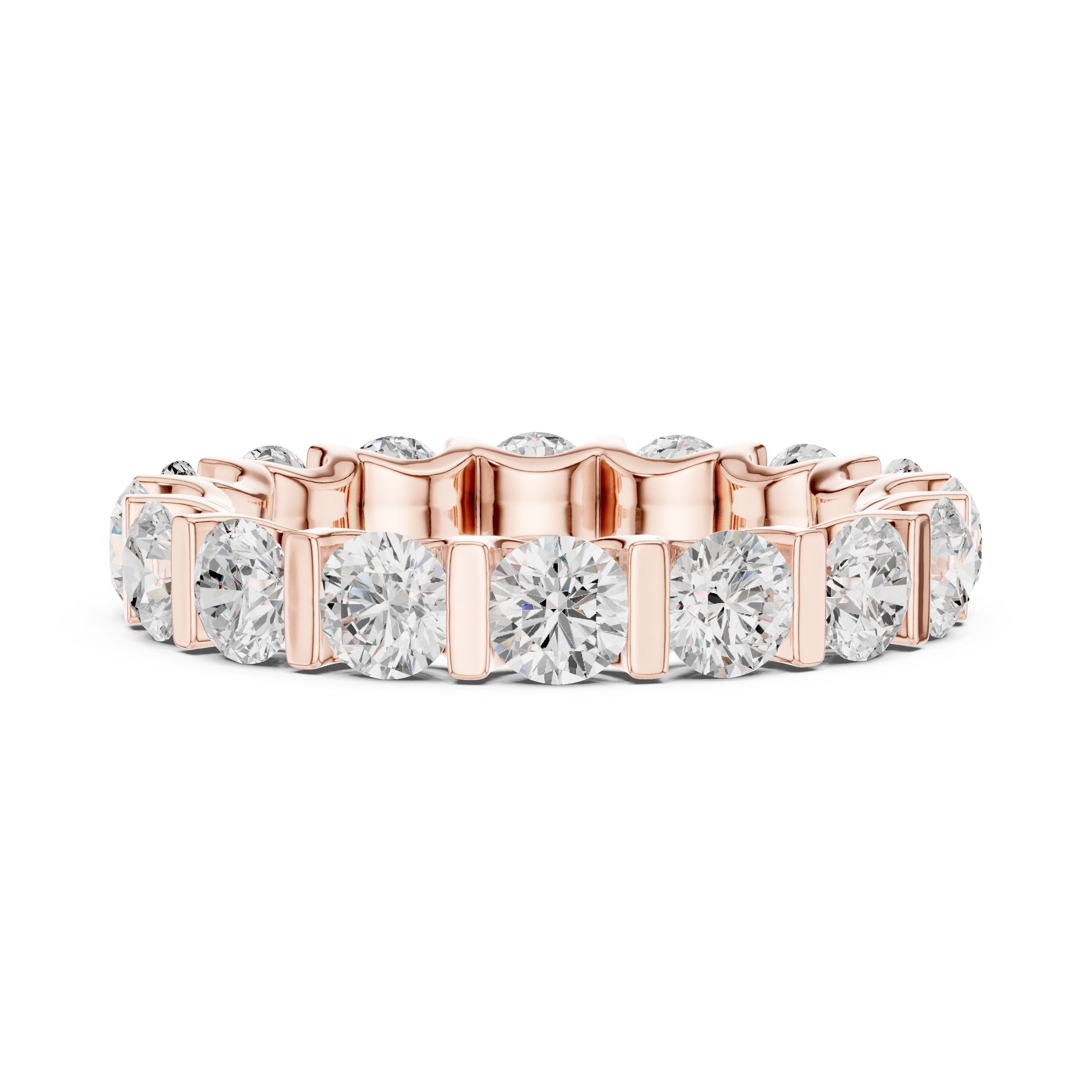 Round Diamond Bar Set Eternity Band in Rose Gold - VYKA Diamonds