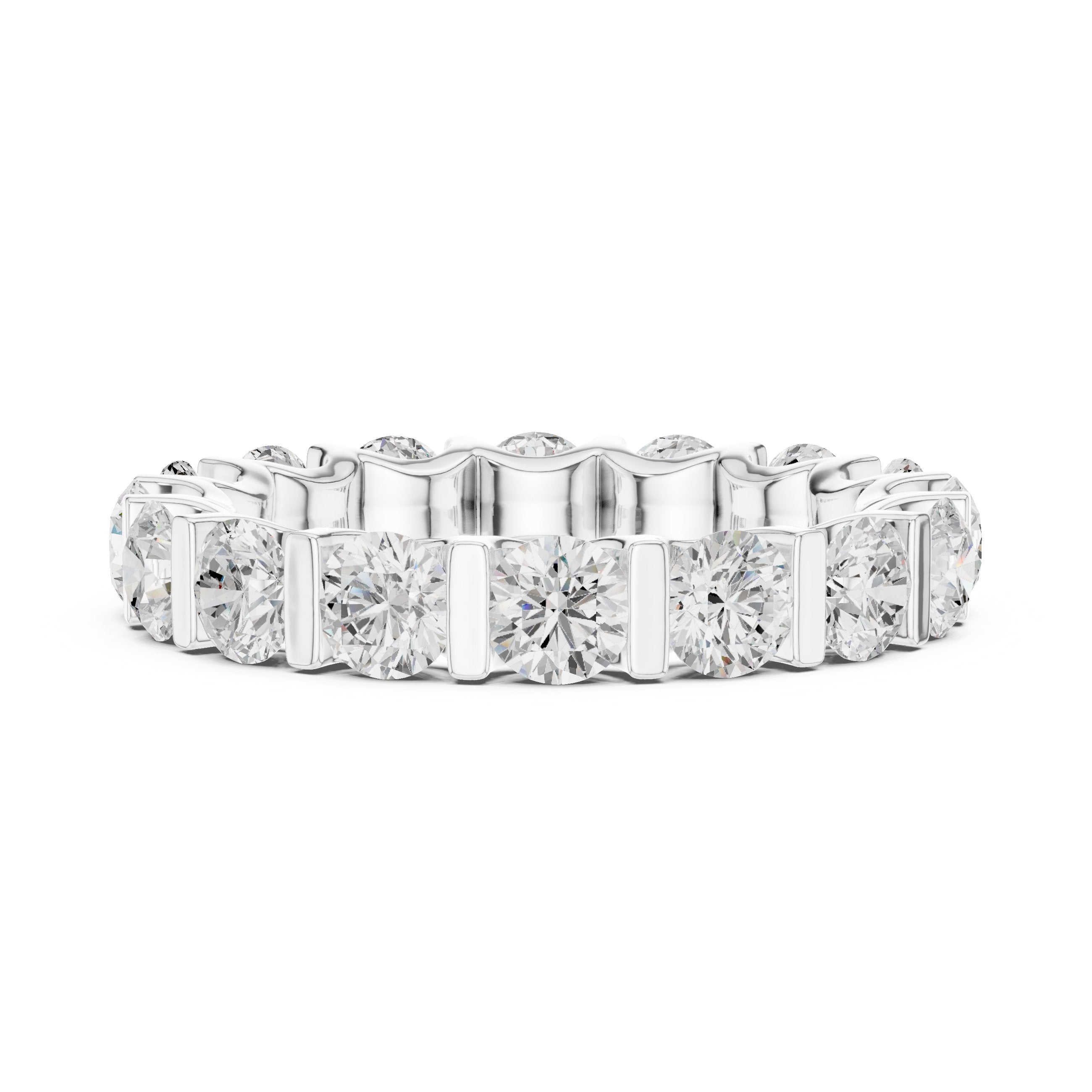 Round Diamond Bar Set Eternity Band in White Gold - VYKA Diamonds
