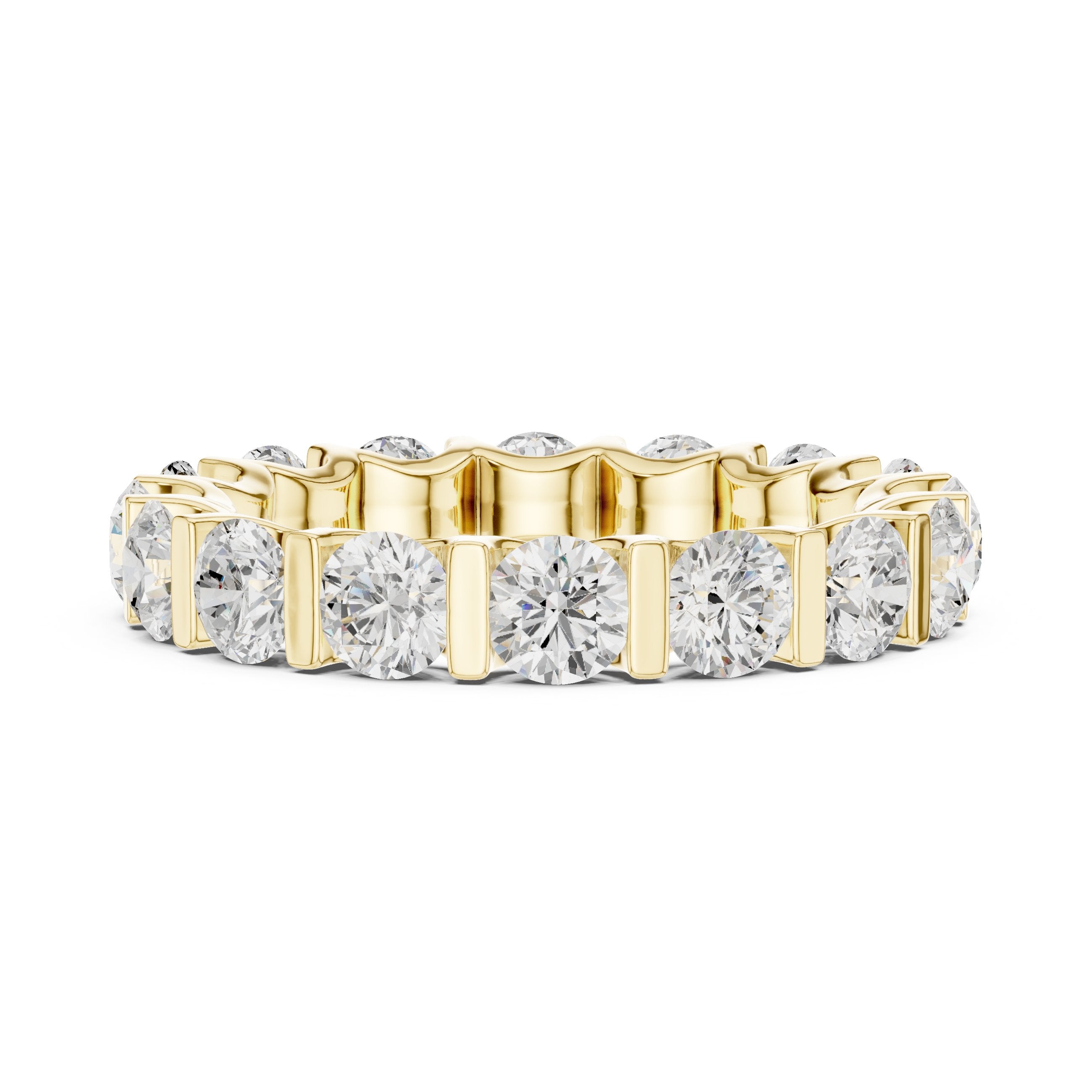 Round Diamond Bar Set Eternity Band in Yellow Gold - VYKA Diamonds