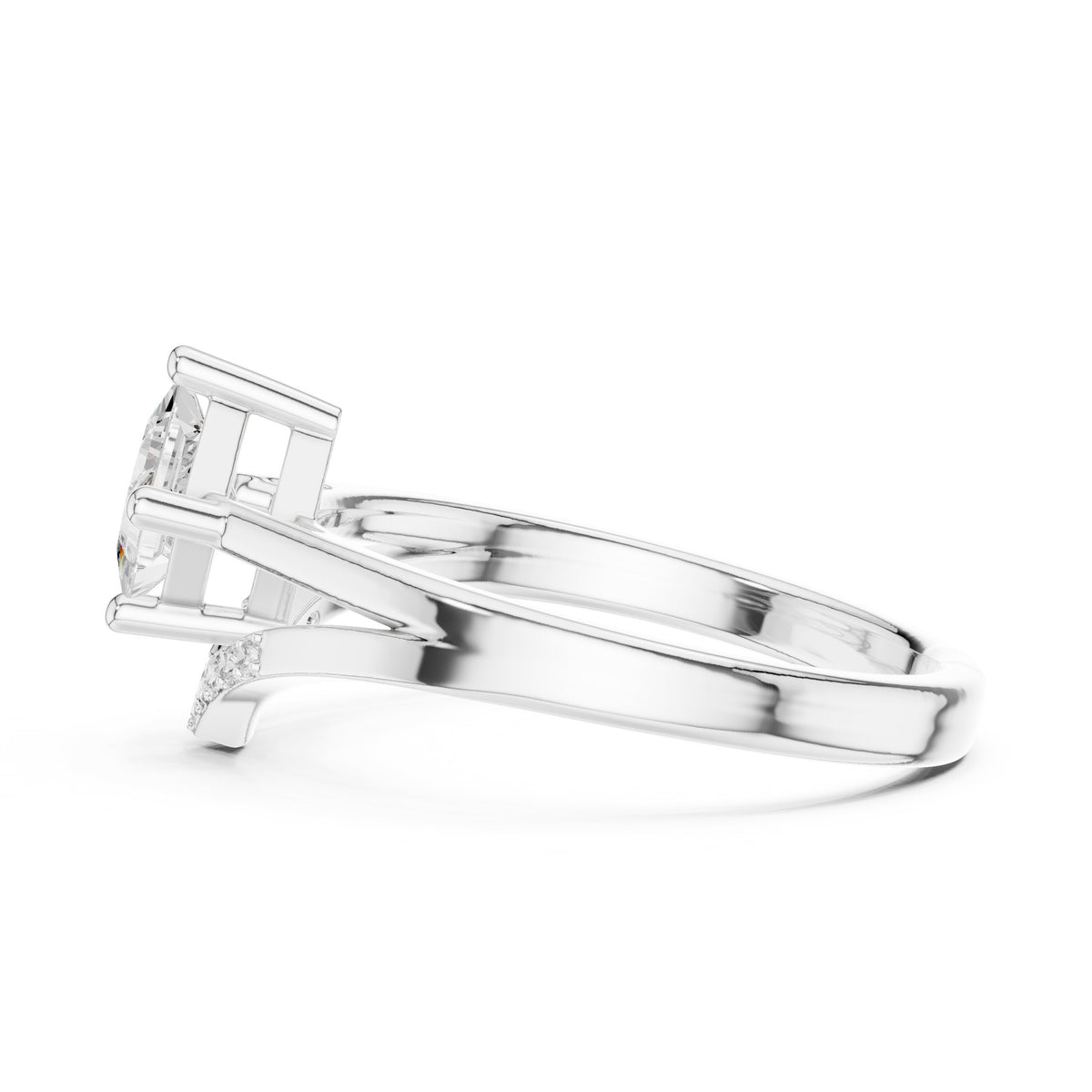 Kite Princess Cut Engagement Ring with Pavé Chevron Band