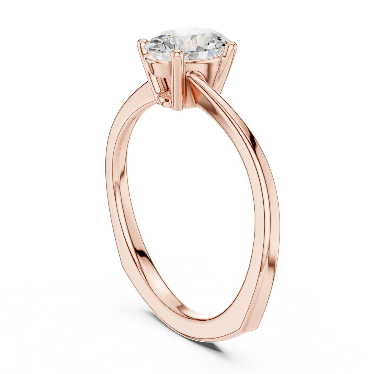 Oval Diamond Twisted Shank Solitaire Engagement Ring