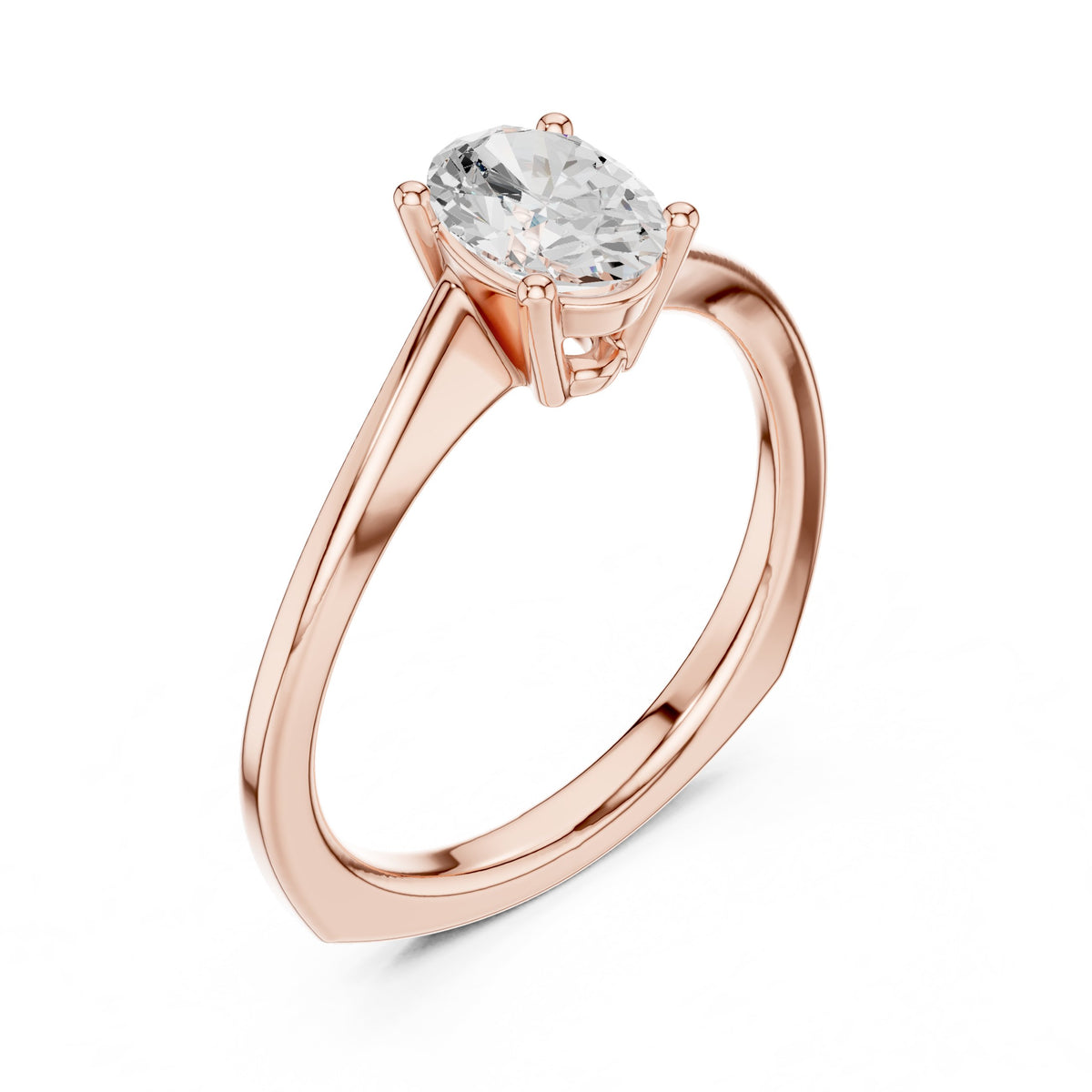 Oval Diamond Twisted Shank Solitaire Engagement Ring