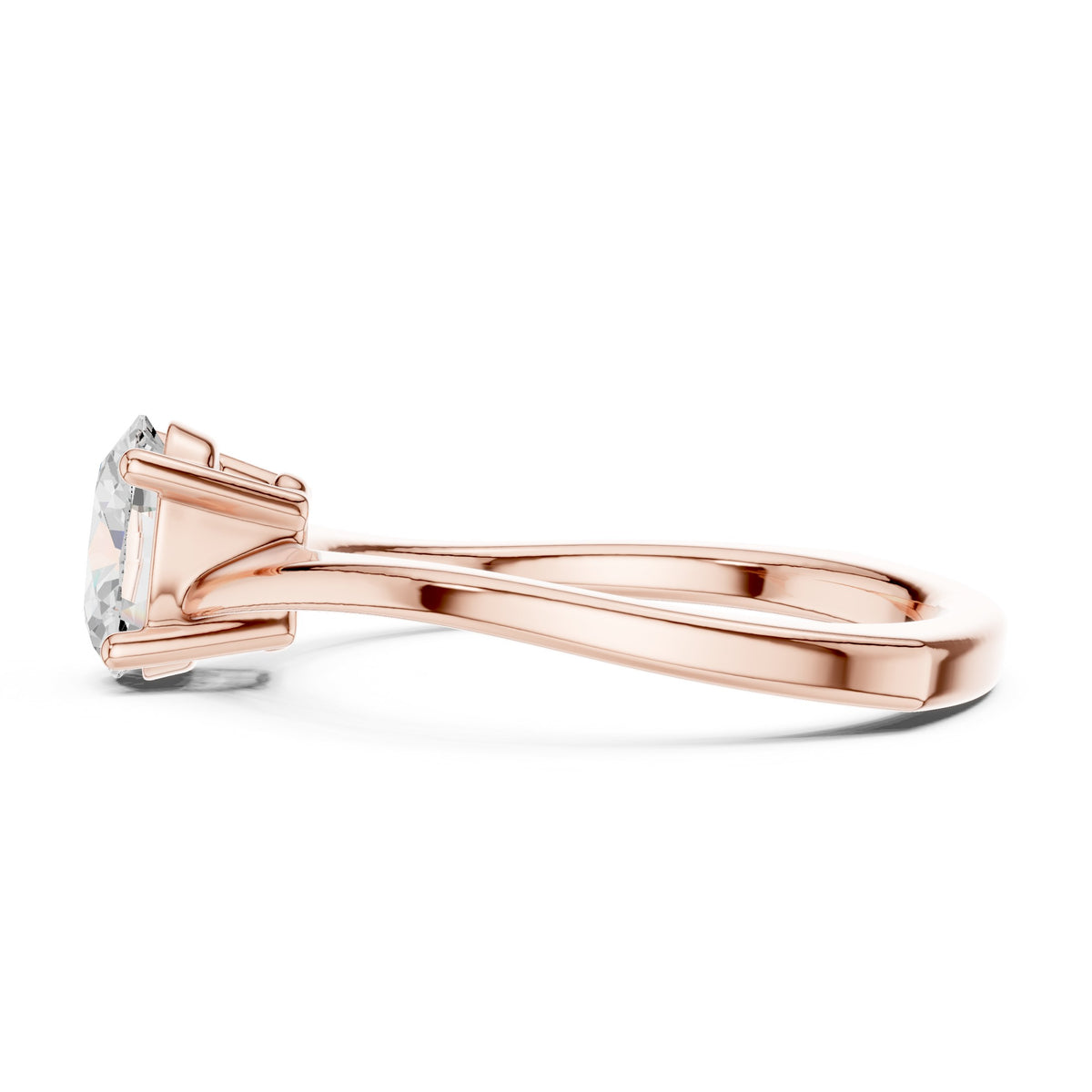 Oval Diamond Twisted Shank Solitaire Engagement Ring