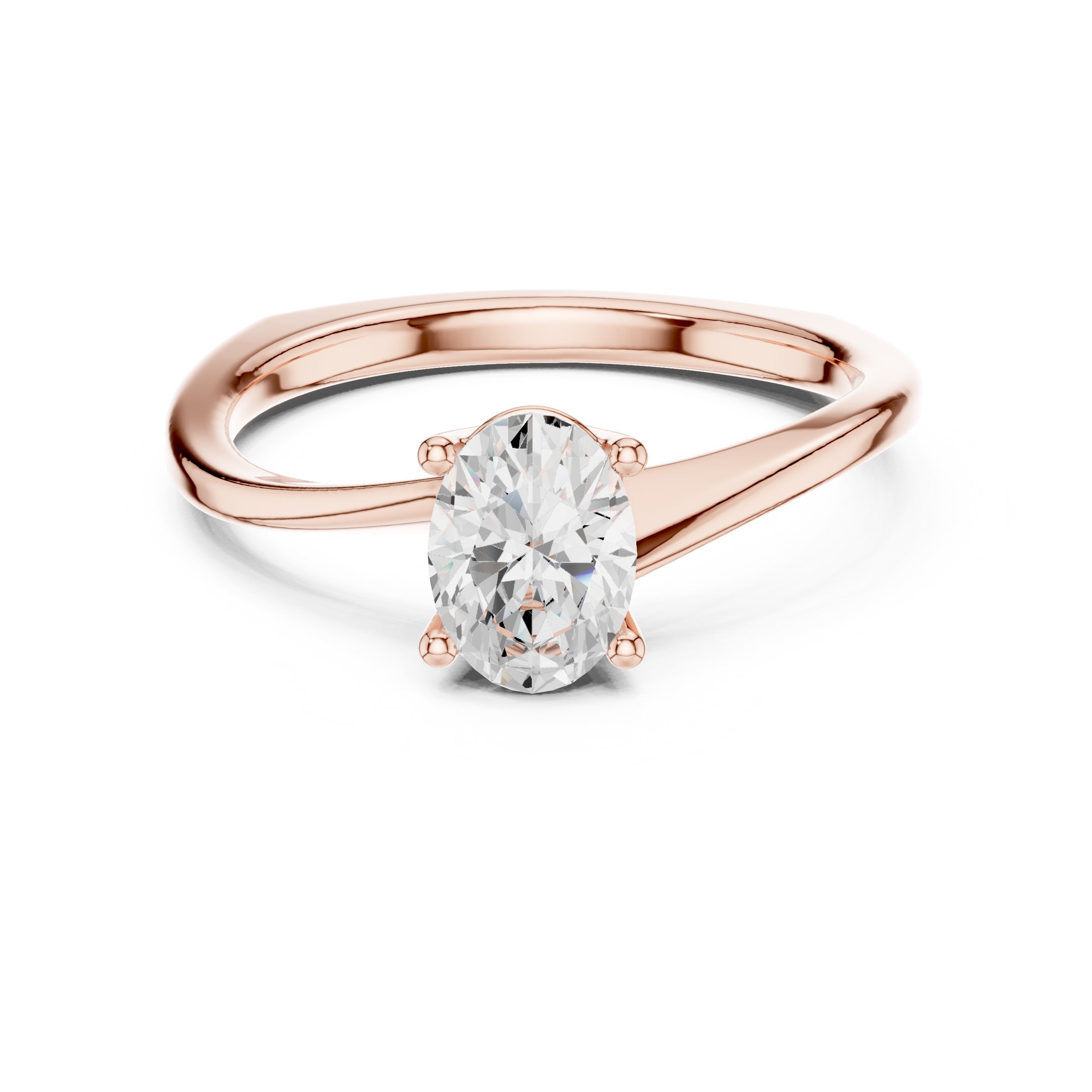 Oval Diamond Twisted Shank Solitaire Engagement Ring in Rose Gold - VYKA Diamonds