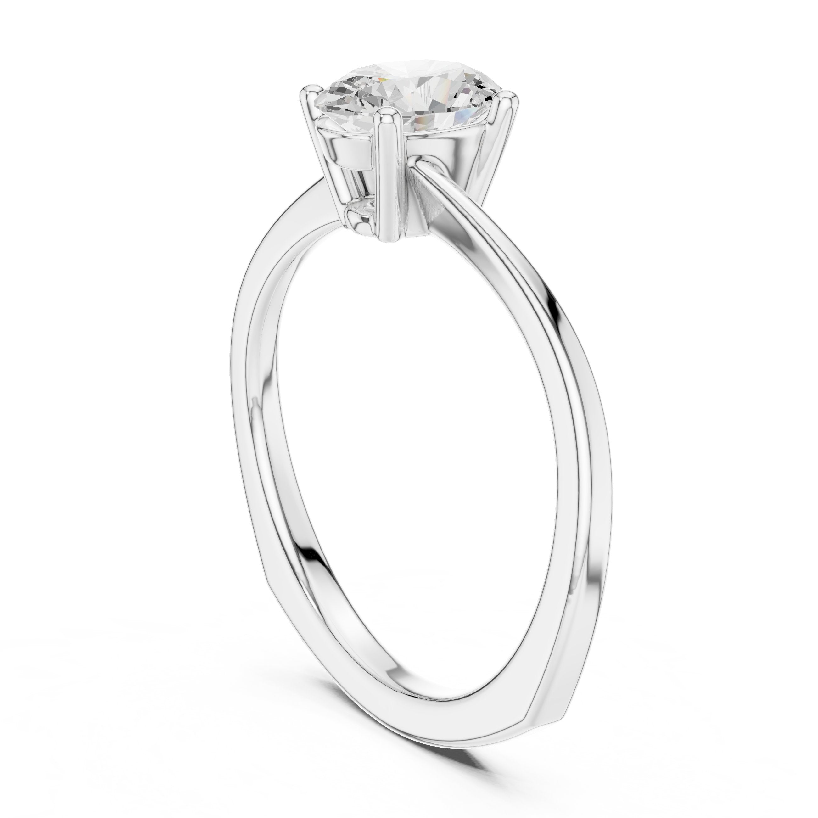 Oval Diamond Twisted Shank Solitaire Engagement Ring in White Gold - VYKA Diamonds