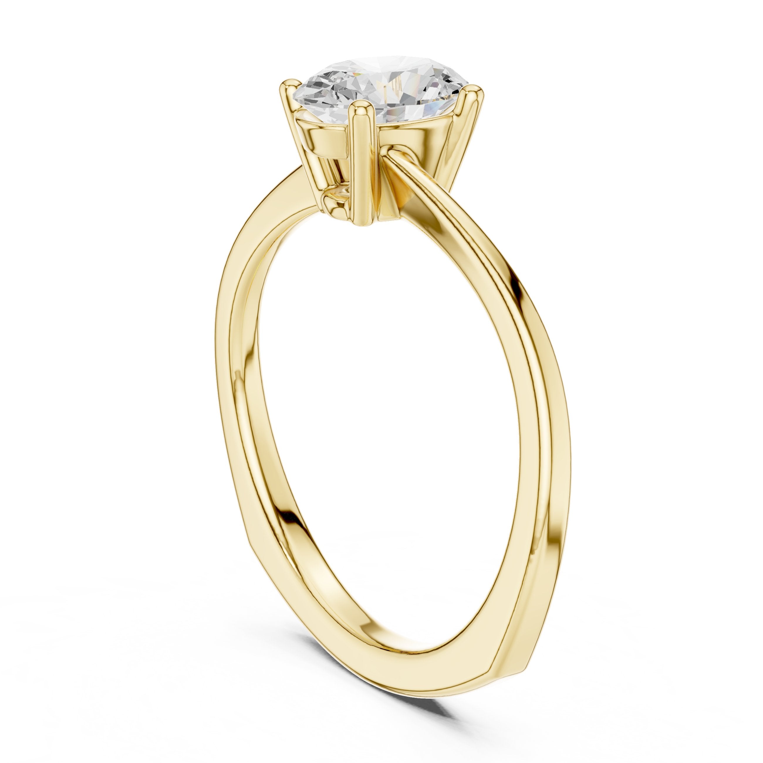 Oval Diamond Twisted Shank Solitaire Engagement Ring in Yellow Gold - VYKA Diamonds