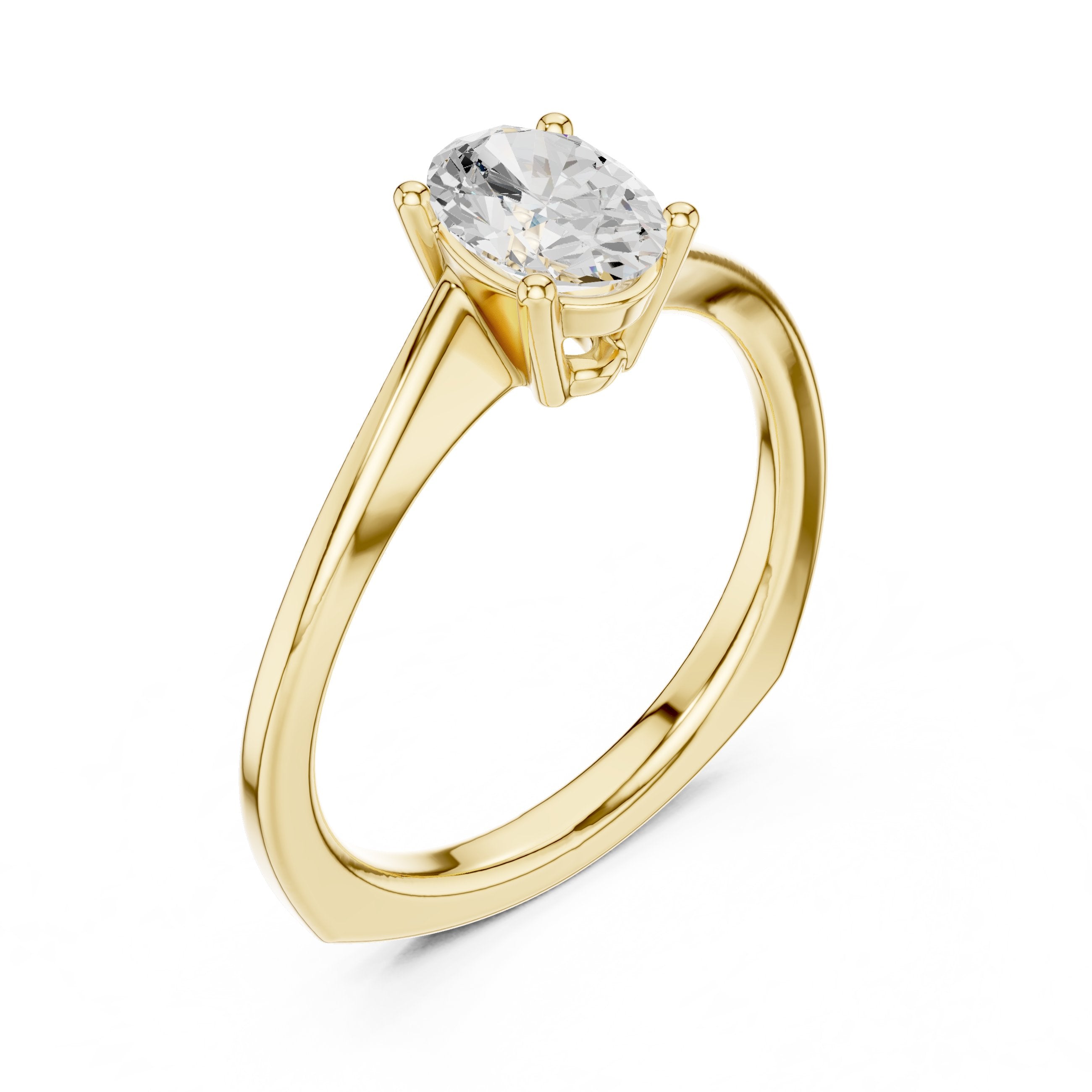 Oval Diamond Twisted Shank Solitaire Engagement Ring in Yellow Gold - VYKA Diamonds