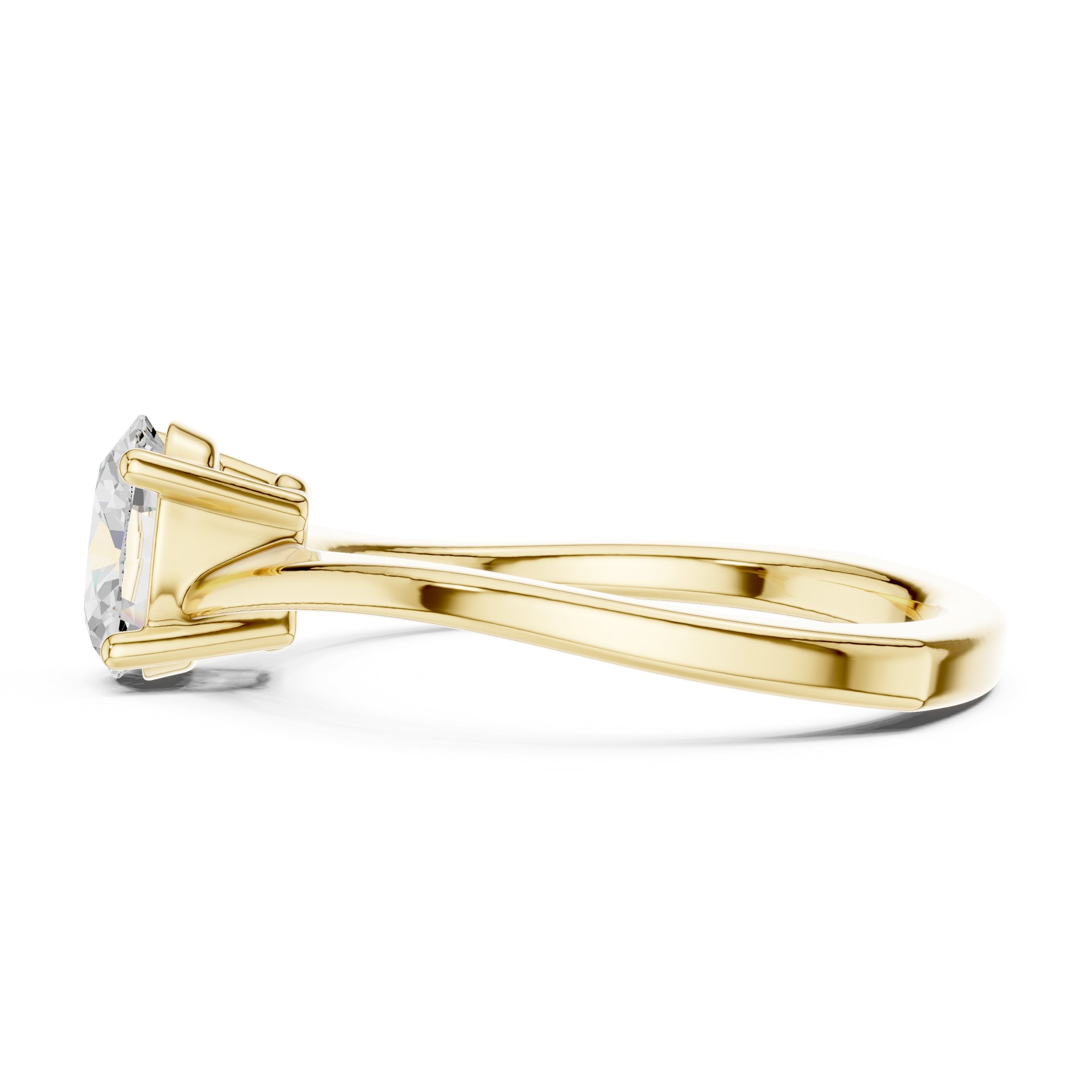 Oval Diamond Twisted Shank Solitaire Engagement Ring in Yellow Gold - VYKA Diamonds