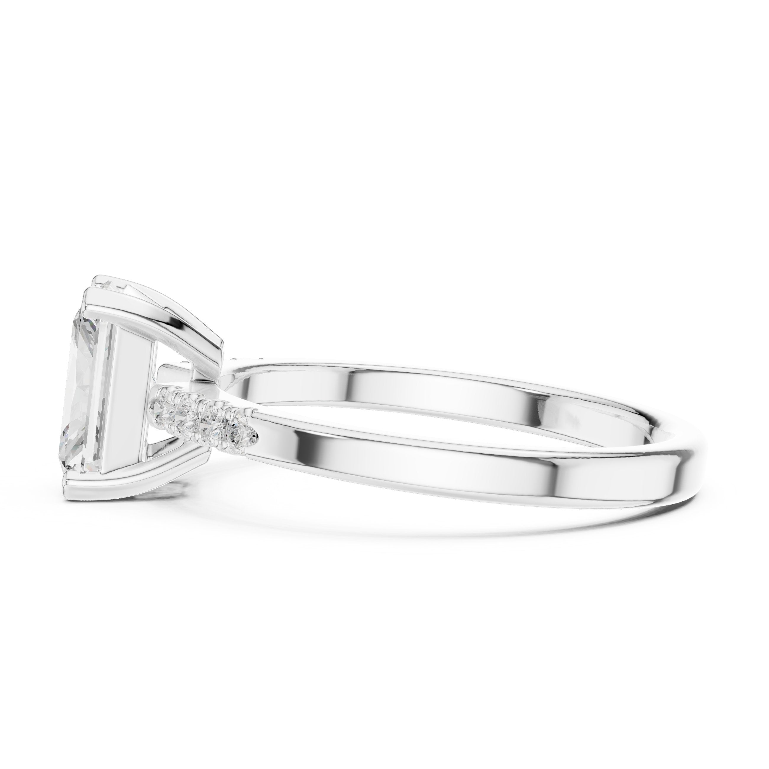 Radiant Cut Engagement Ring with Pavé Shoulders in White Gold - VYKA Diamonds