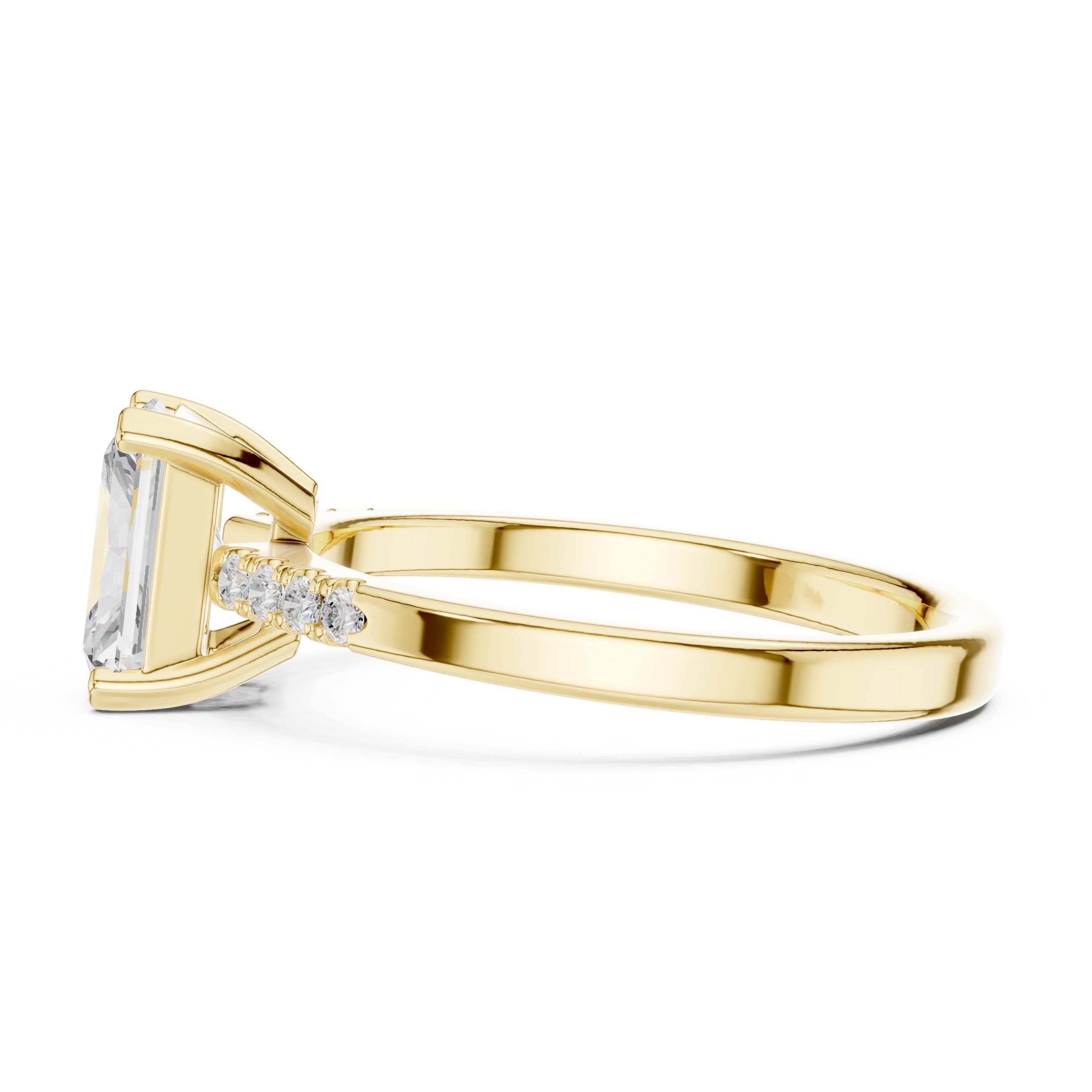 Radiant Cut Engagement Ring with Pavé Shoulders in Yellow Gold - VYKA Diamonds
