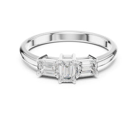 Emerald Cut Three Stone Engagement Ring