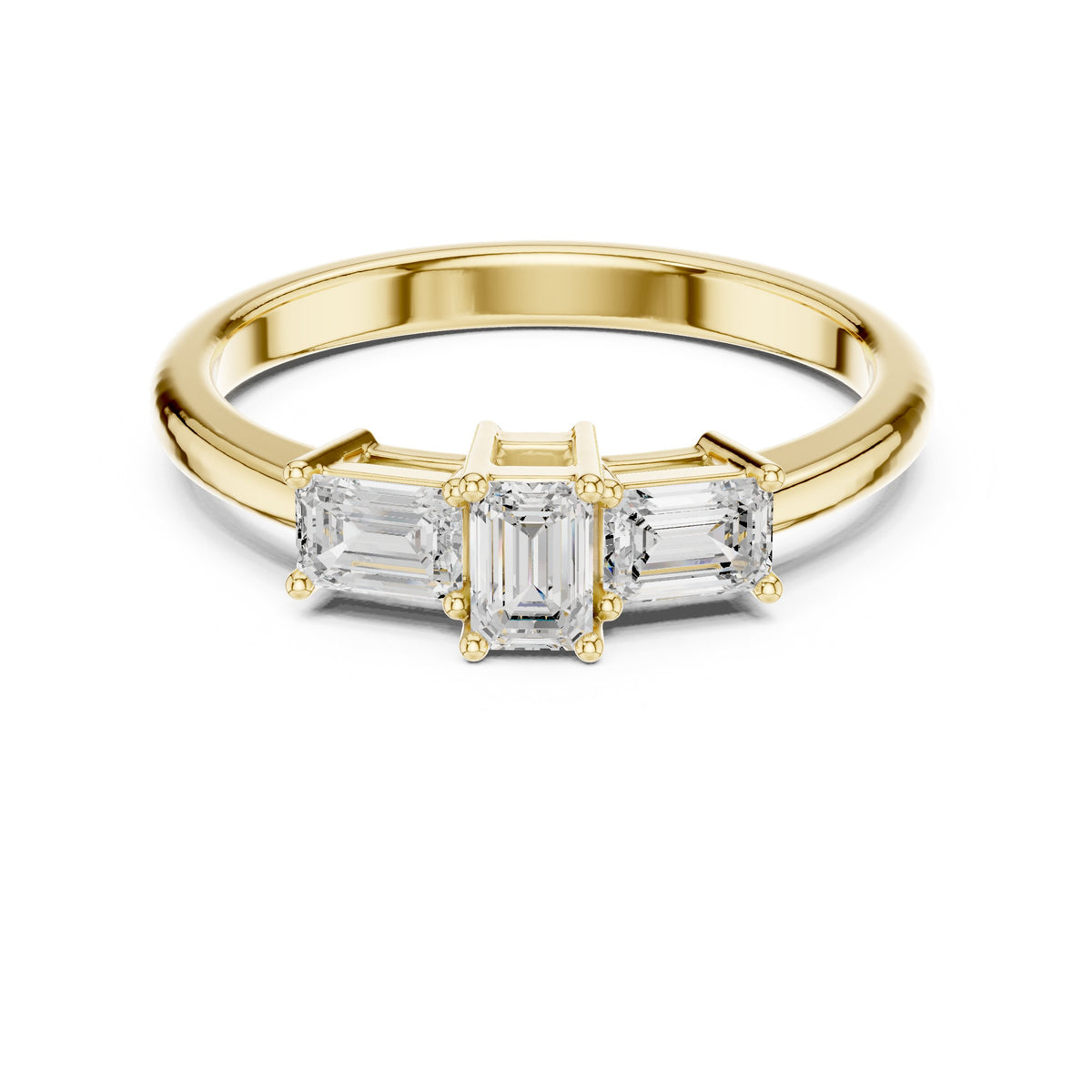 Emerald Cut Three Stone Engagement Ring