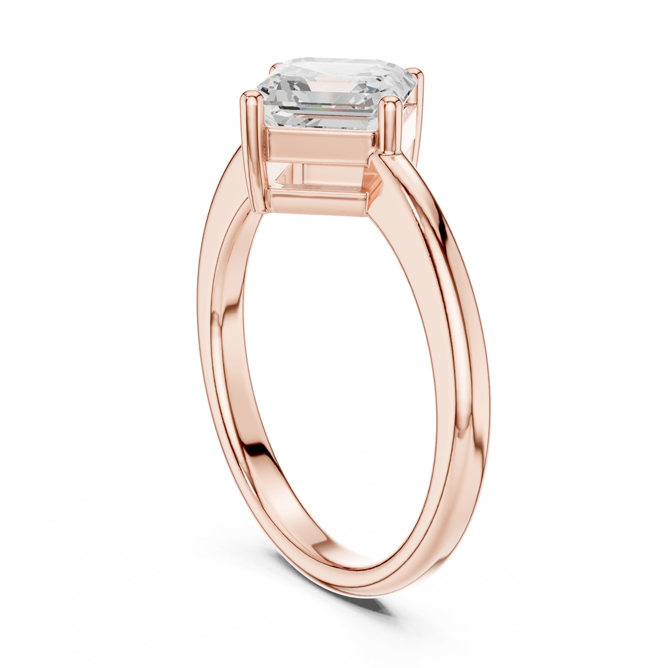 Kite Asscher Cut Solitaire Engagement Ring in Rose Gold - VYKA Diamonds