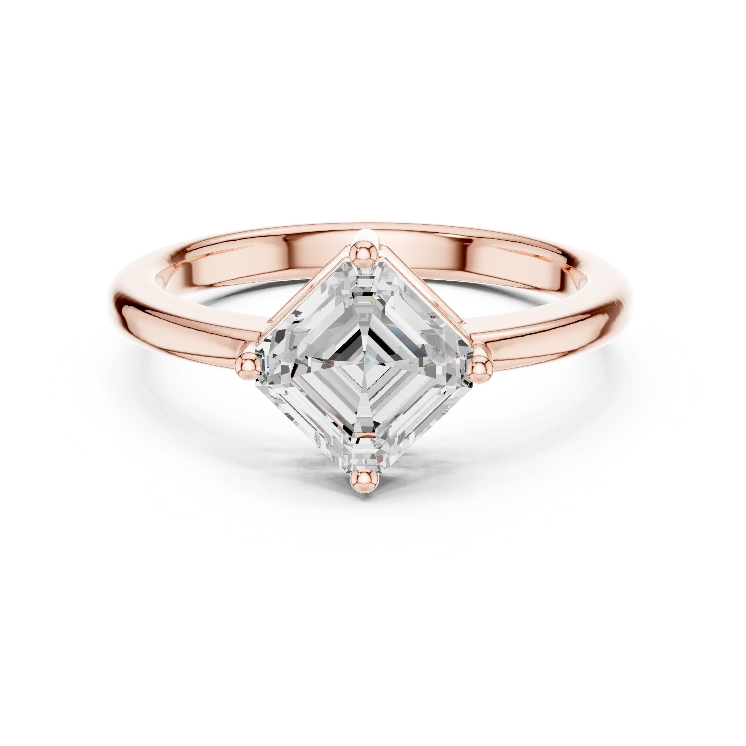 Kite Asscher Cut Solitaire Engagement Ring in Rose Gold - VYKA Diamonds