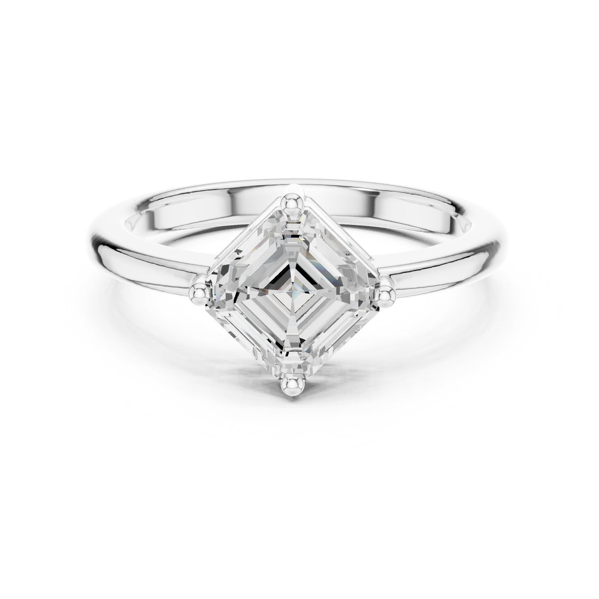 Kite Asscher Cut Solitaire Engagement Ring