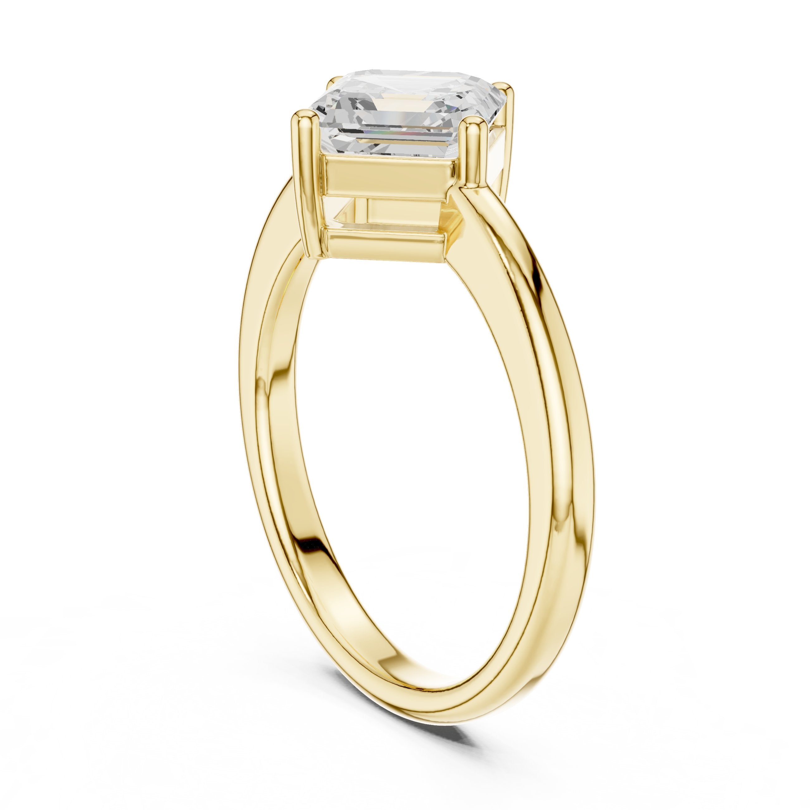 Kite Asscher Cut Solitaire Engagement Ring in Yellow Gold - VYKA Diamonds