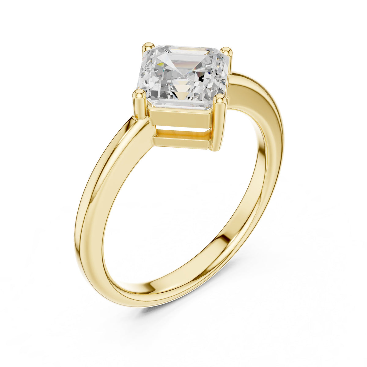 Kite Asscher Cut Solitaire Engagement Ring