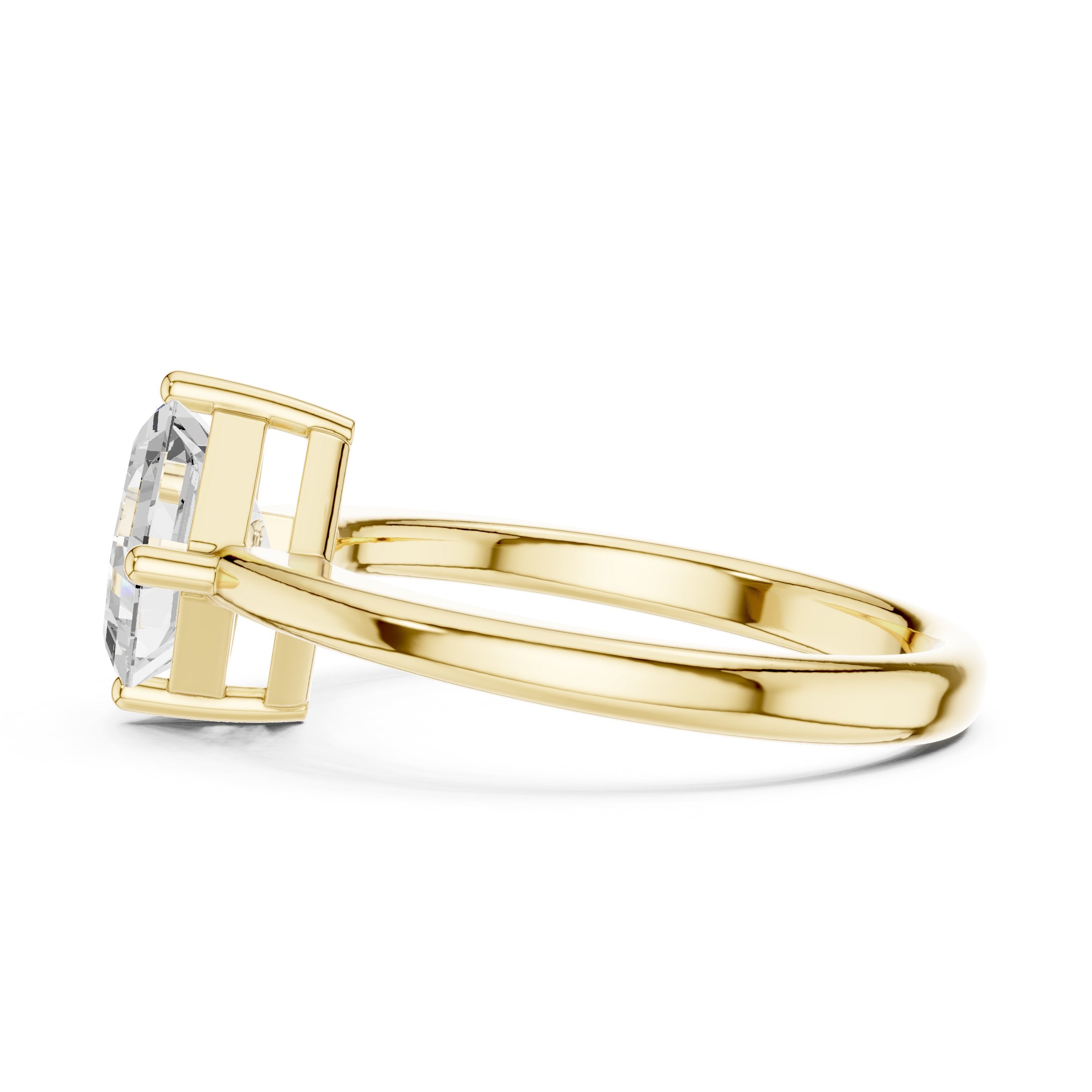Kite Asscher Cut Solitaire Engagement Ring in Yellow Gold - VYKA Diamonds