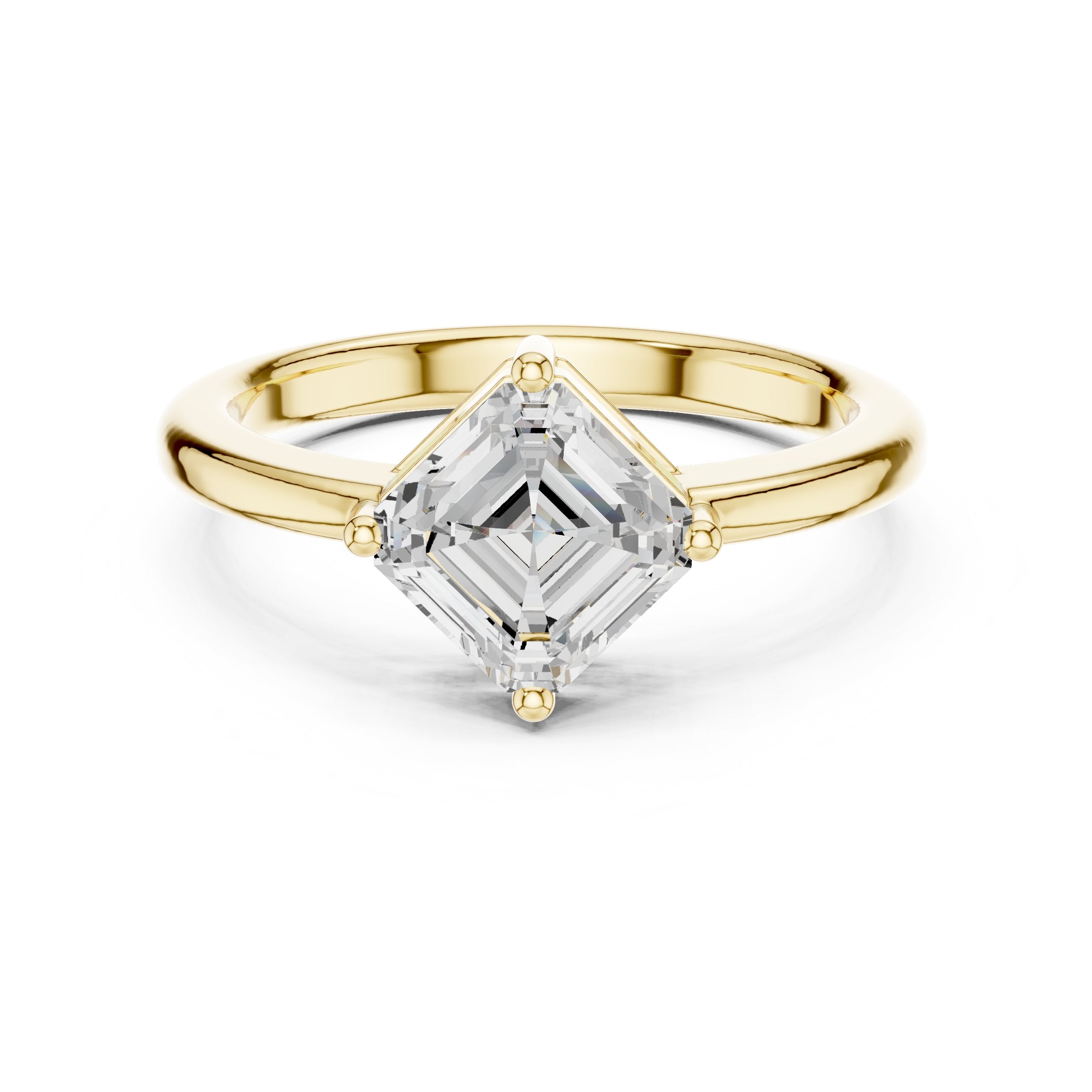 Kite Asscher Cut Solitaire Engagement Ring in Yellow Gold - VYKA Diamonds