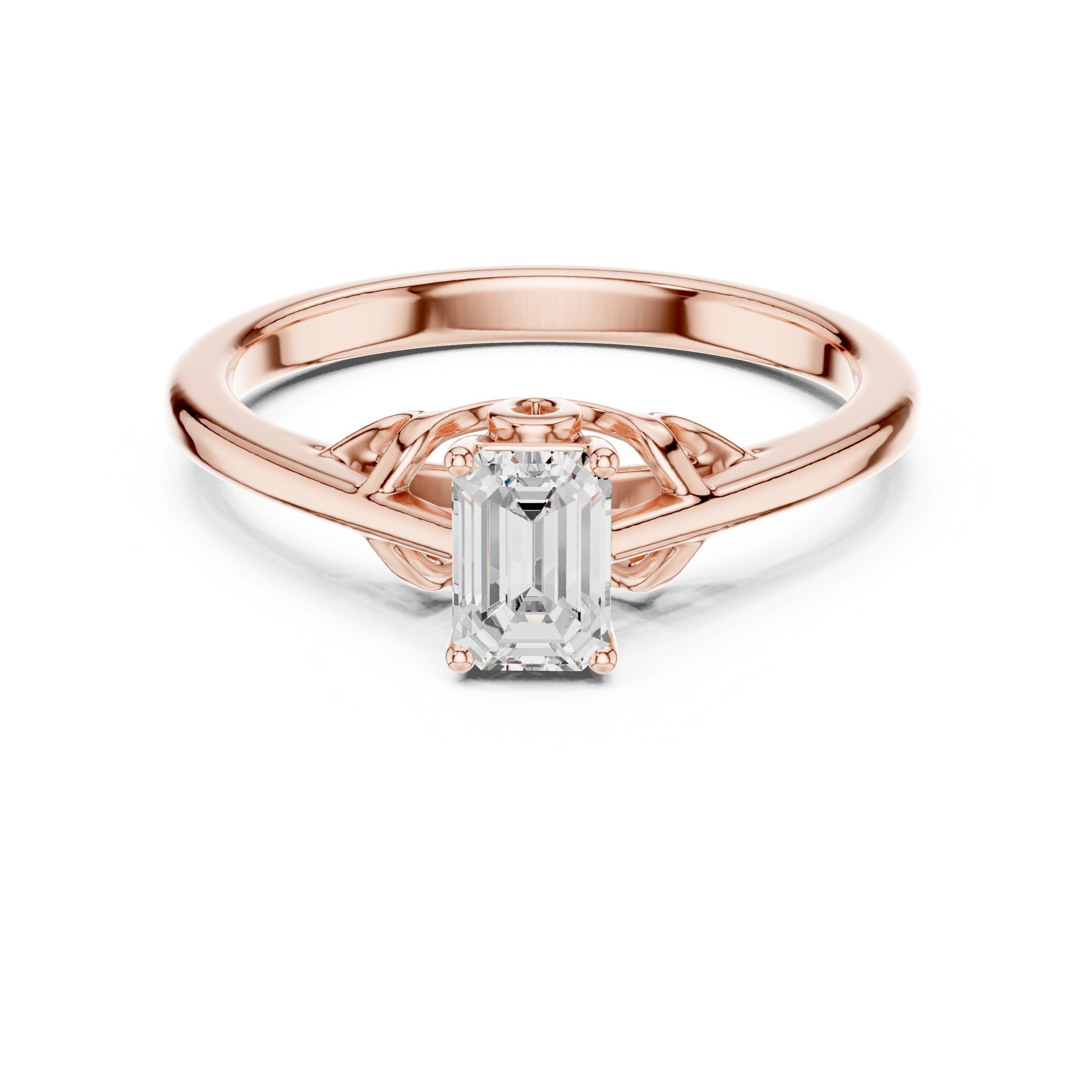 Emerald Cut Diamond Solitaire Engagement Ring in Rose Gold - VYKA Diamonds