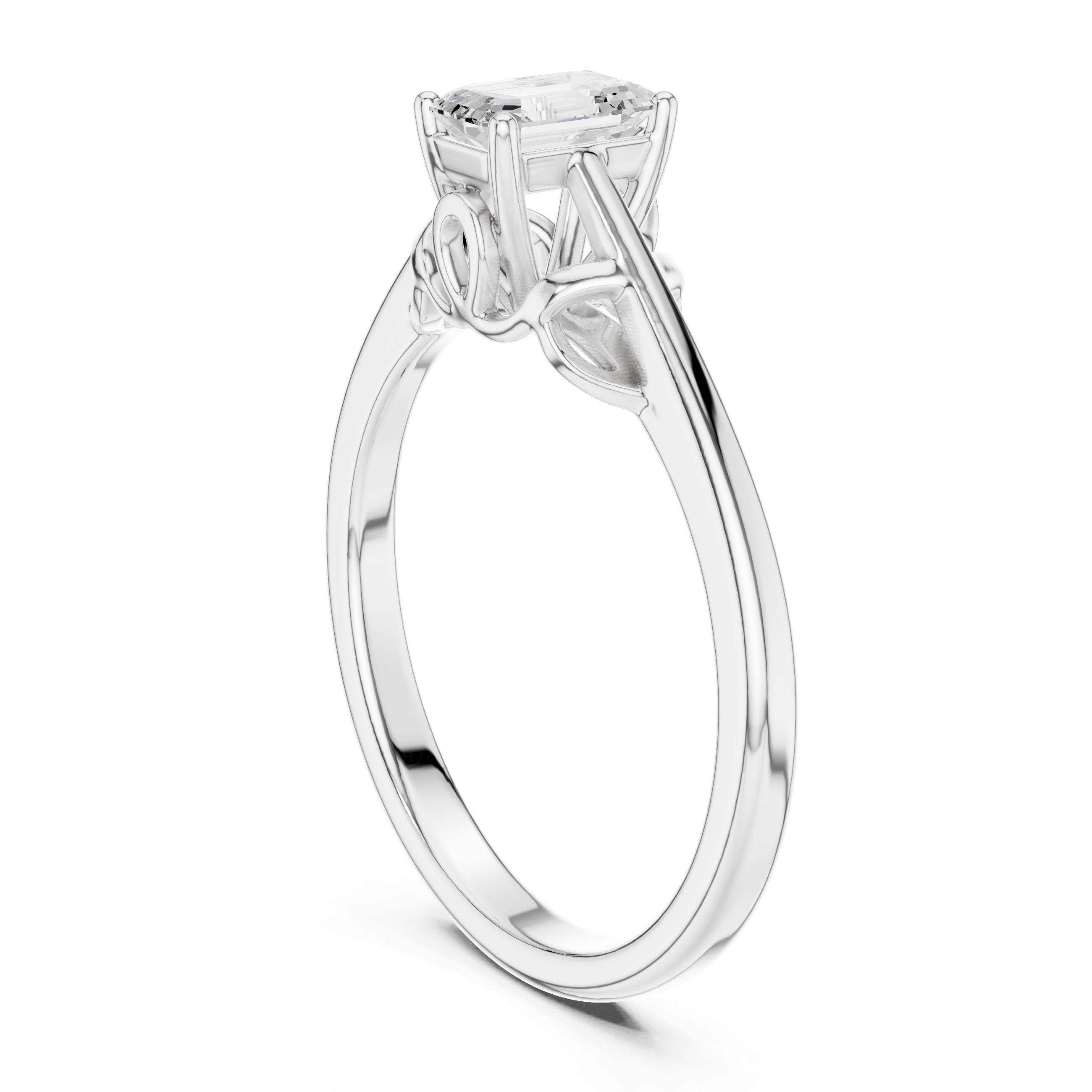 Emerald Cut Diamond Solitaire Engagement Ring in White Gold - VYKA Diamonds